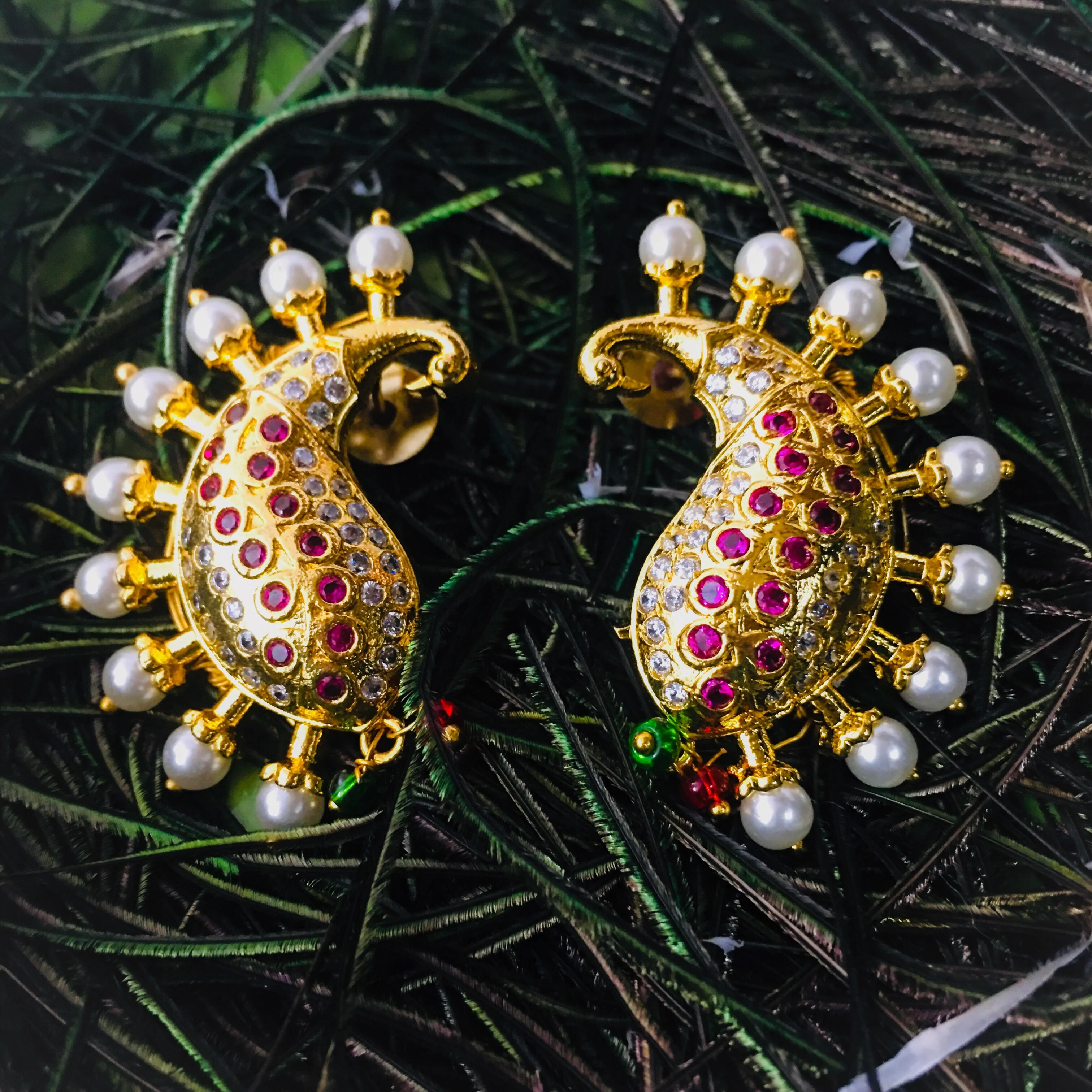 PEARL WITH PEACOCK EARRINGS - Image 4