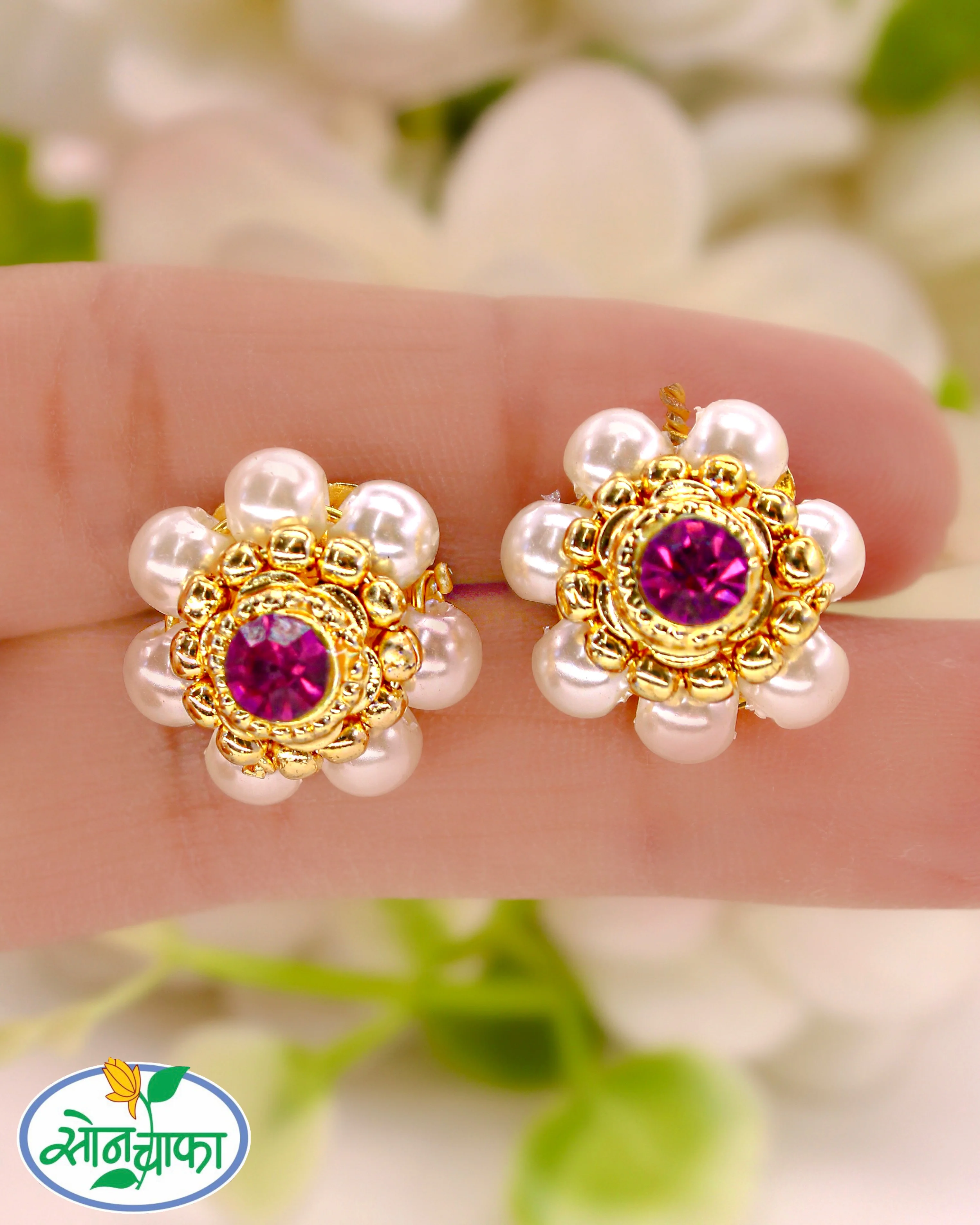 MOTI KUDI STUDS EARRINGS