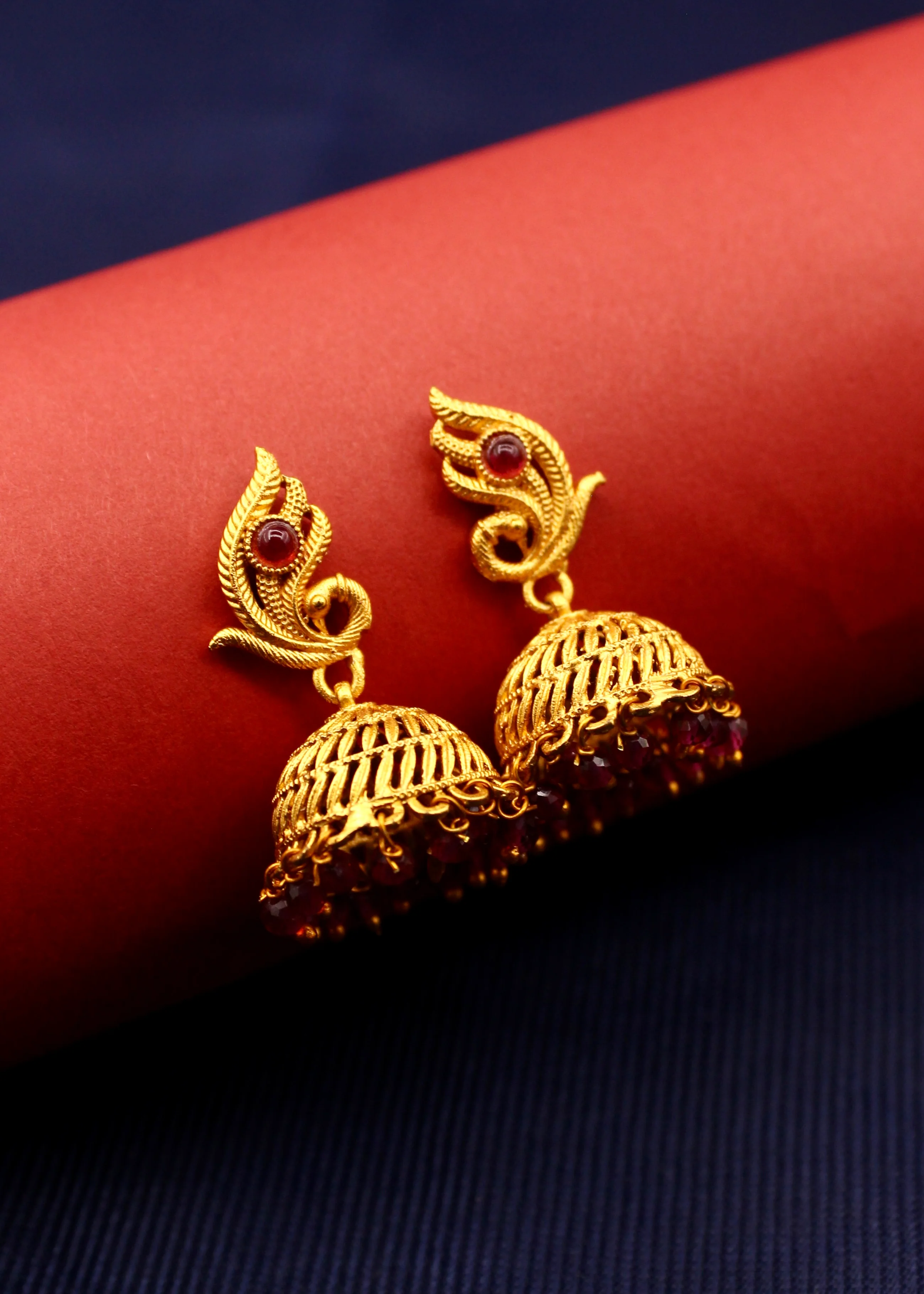 DAINTY PEAFOWL JHUMKI EARRINGS - Image 2