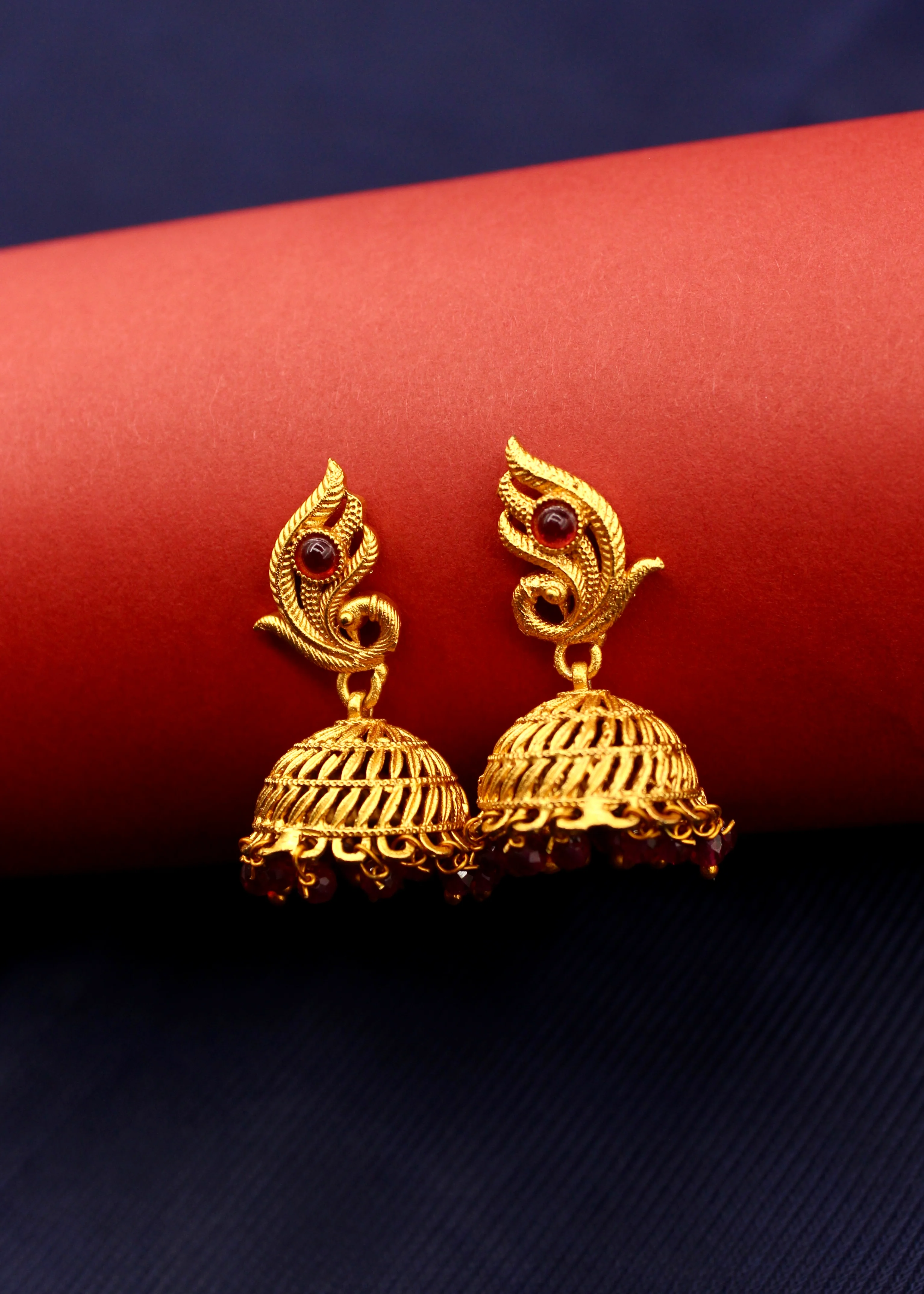DAINTY PEAFOWL JHUMKI EARRINGS - Image 3