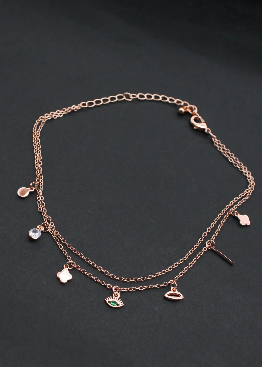 FANCY ROSE GOLD FINISH ANKLET - Image 5