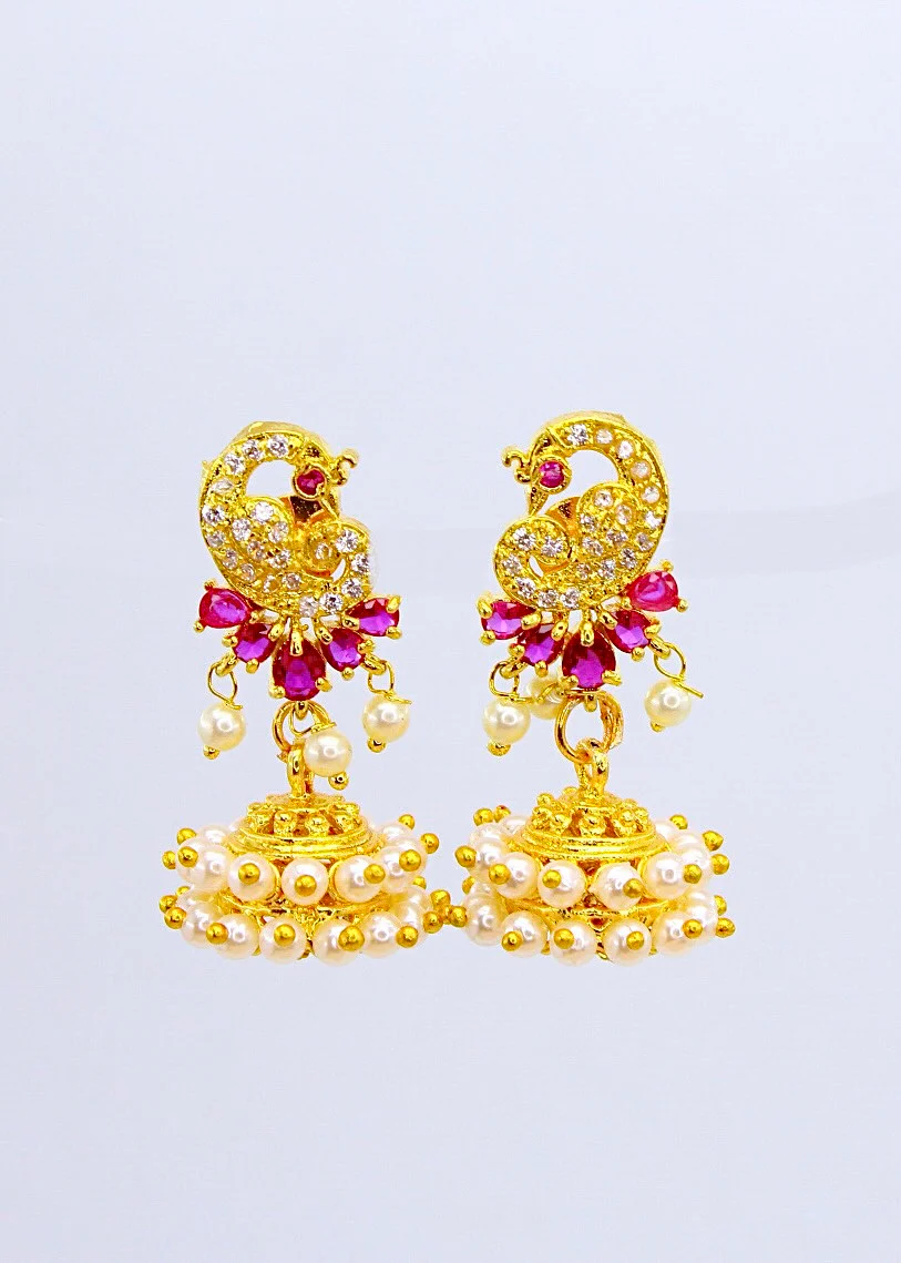 FLAWLESS PEACOCK JHUMKI EARRINGS