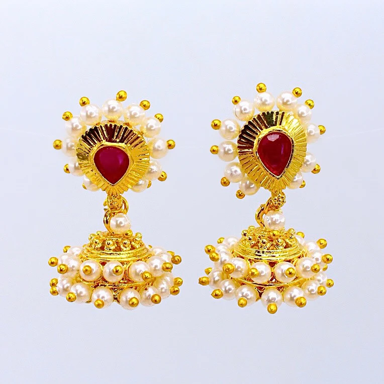 GOLD FINISH PEARL JHUMKI