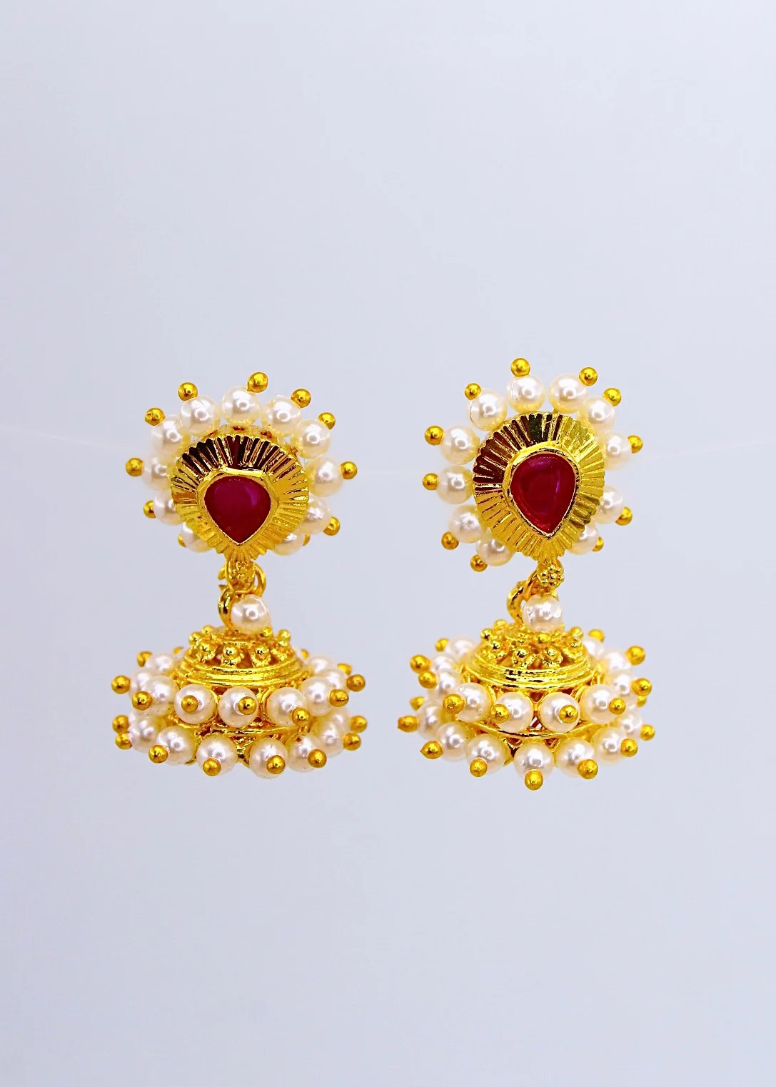 GOLD FINISH PEARL JHUMKI - Image 2