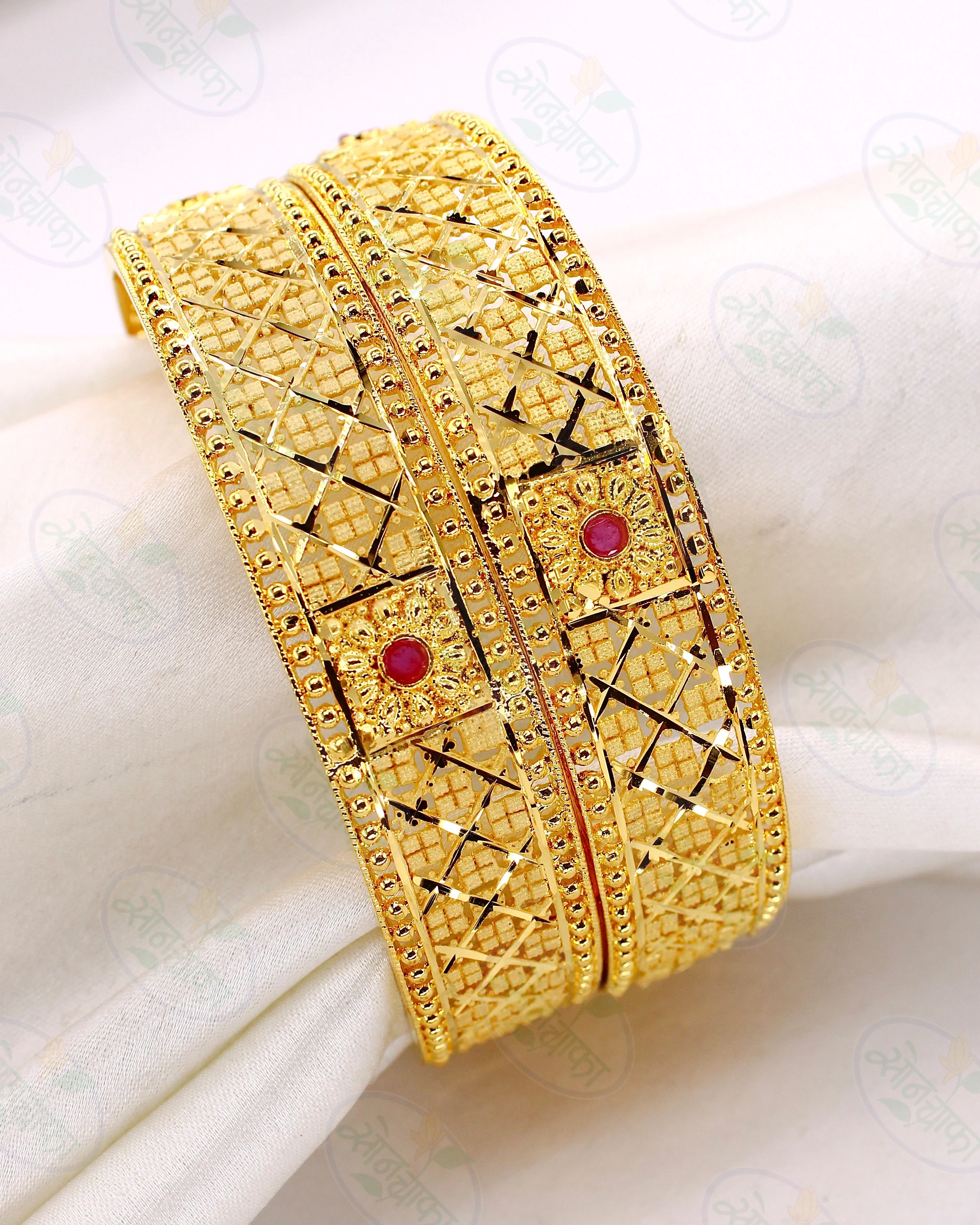 GRACEFUL DESIGNER GOLD PLATED BANGLES - Image 2