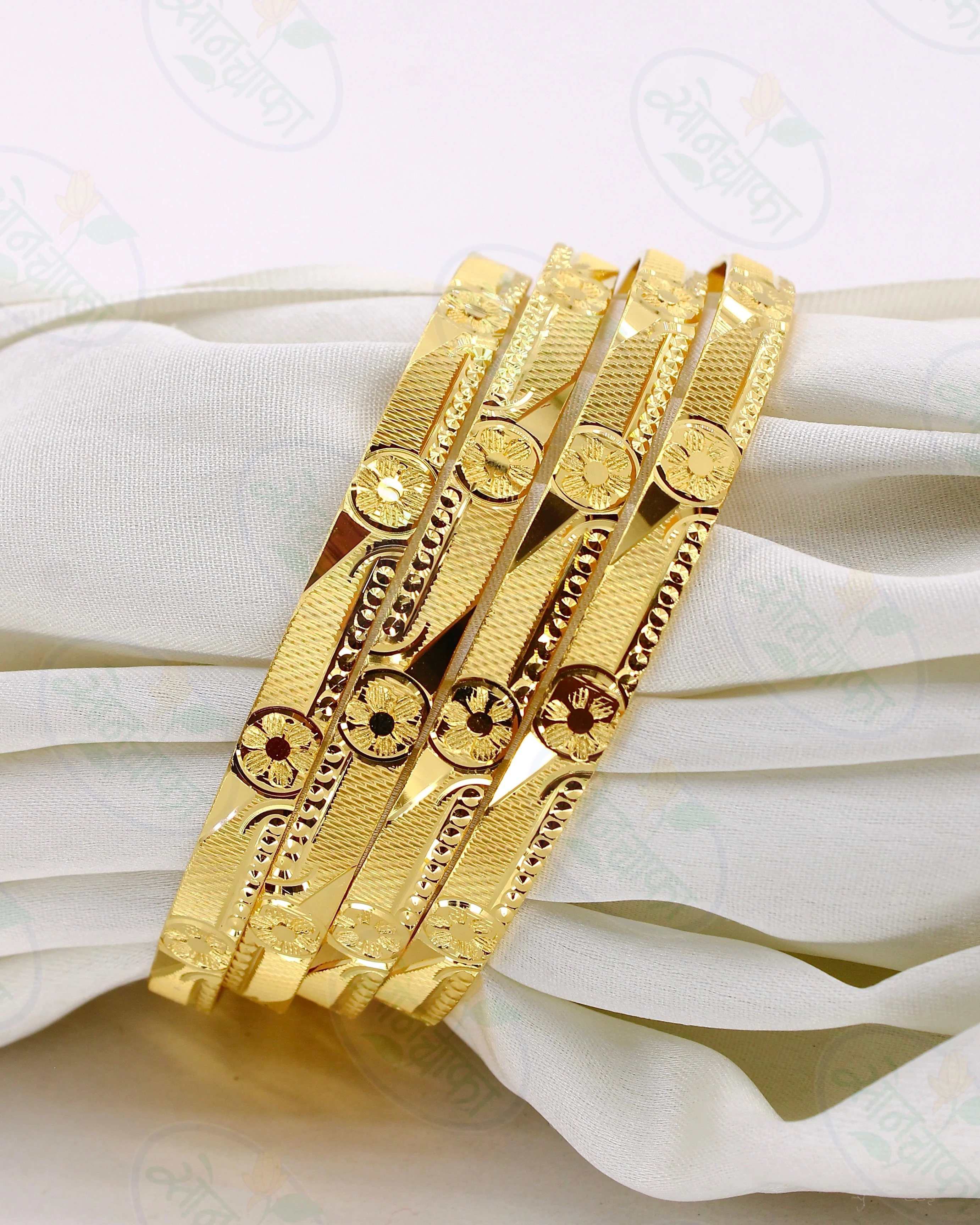FANCY FLORET GOLD PLATED BANGLES - Image 2