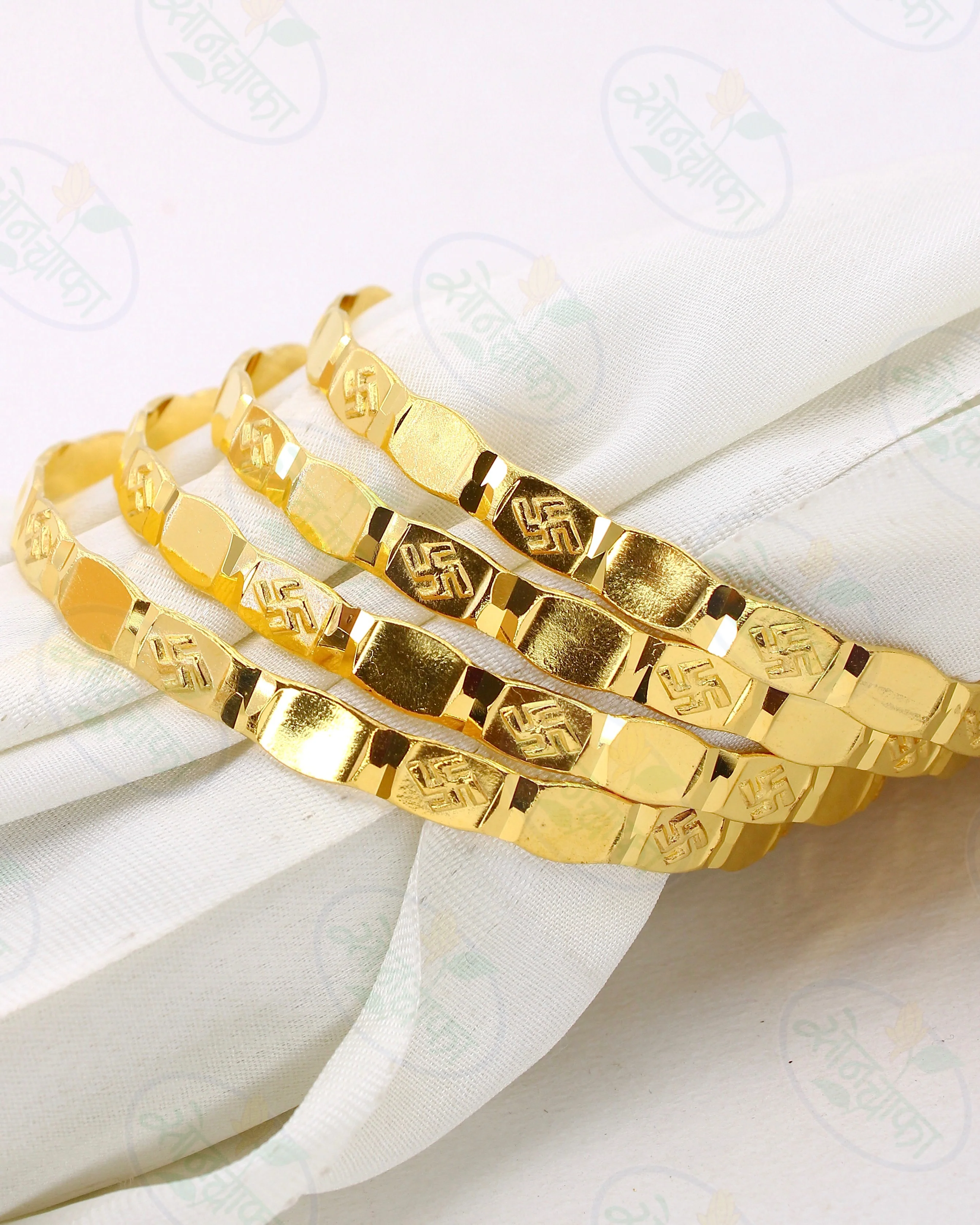 RAVISHING SWASTIK GOLD PLATED BANGLES - Image 2