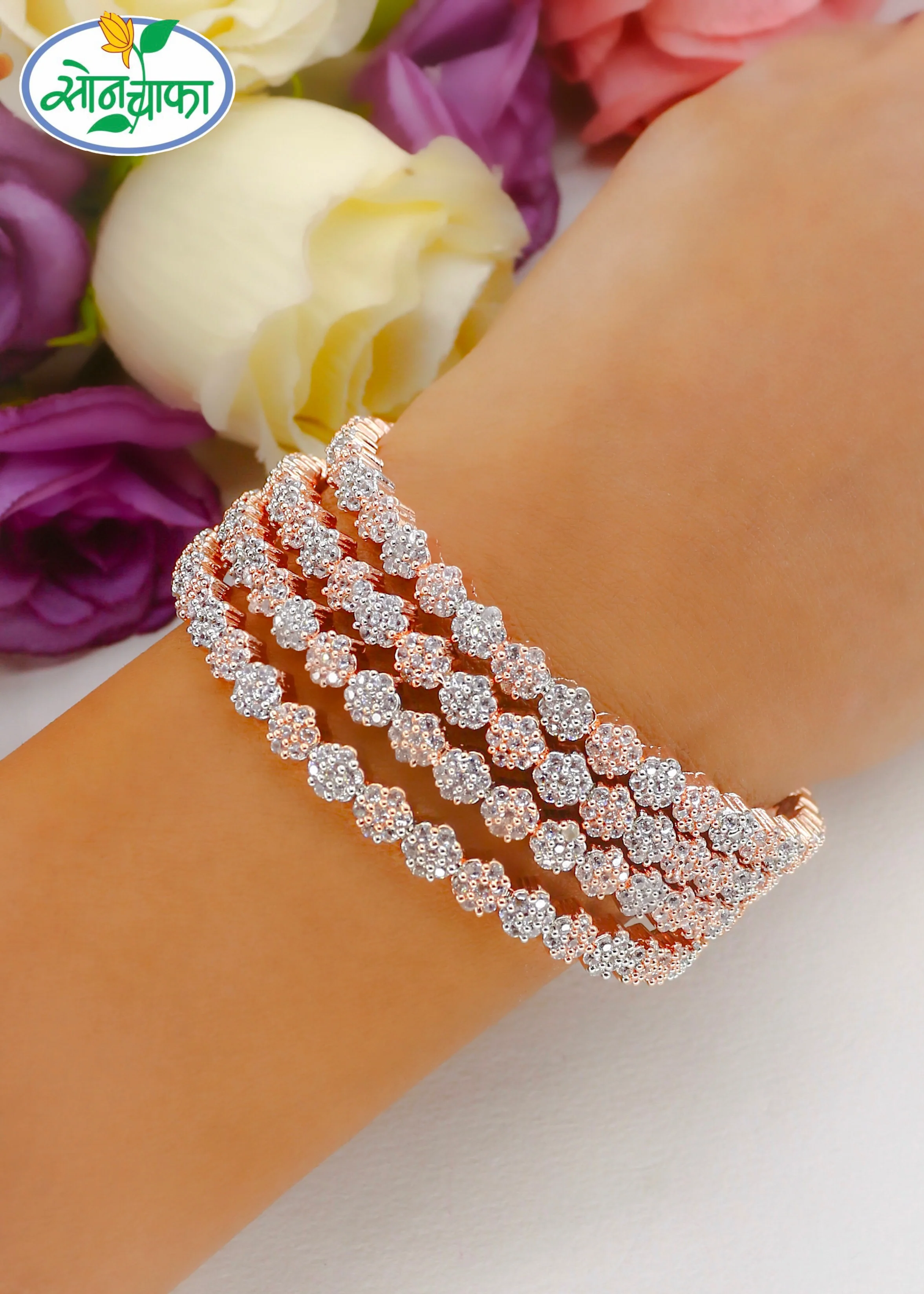 PRETTY ROSE GOLD BANGLES - Image 2