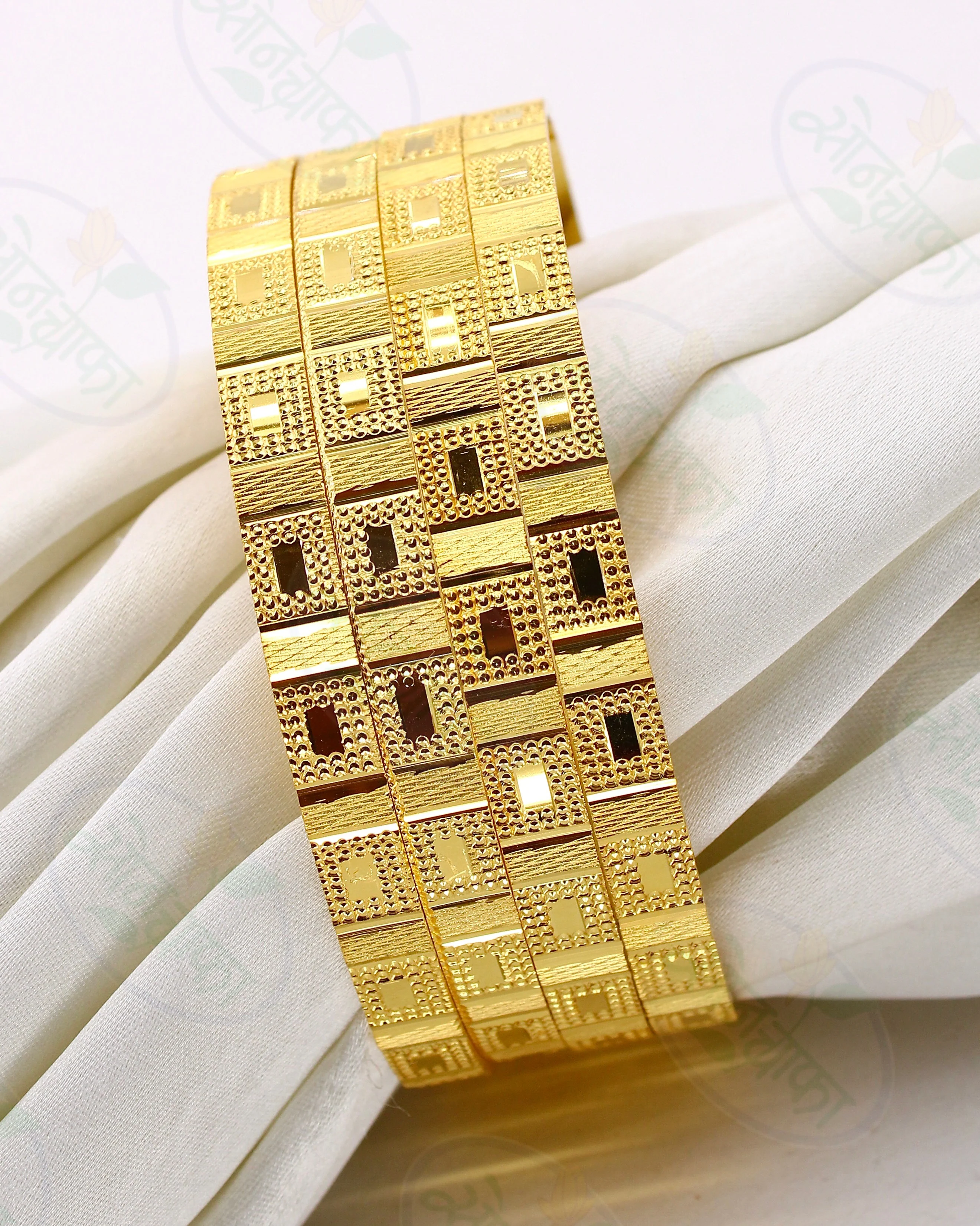 TEXTURED TRADITIONAL GOLD PLATED BANGLES - Image 2