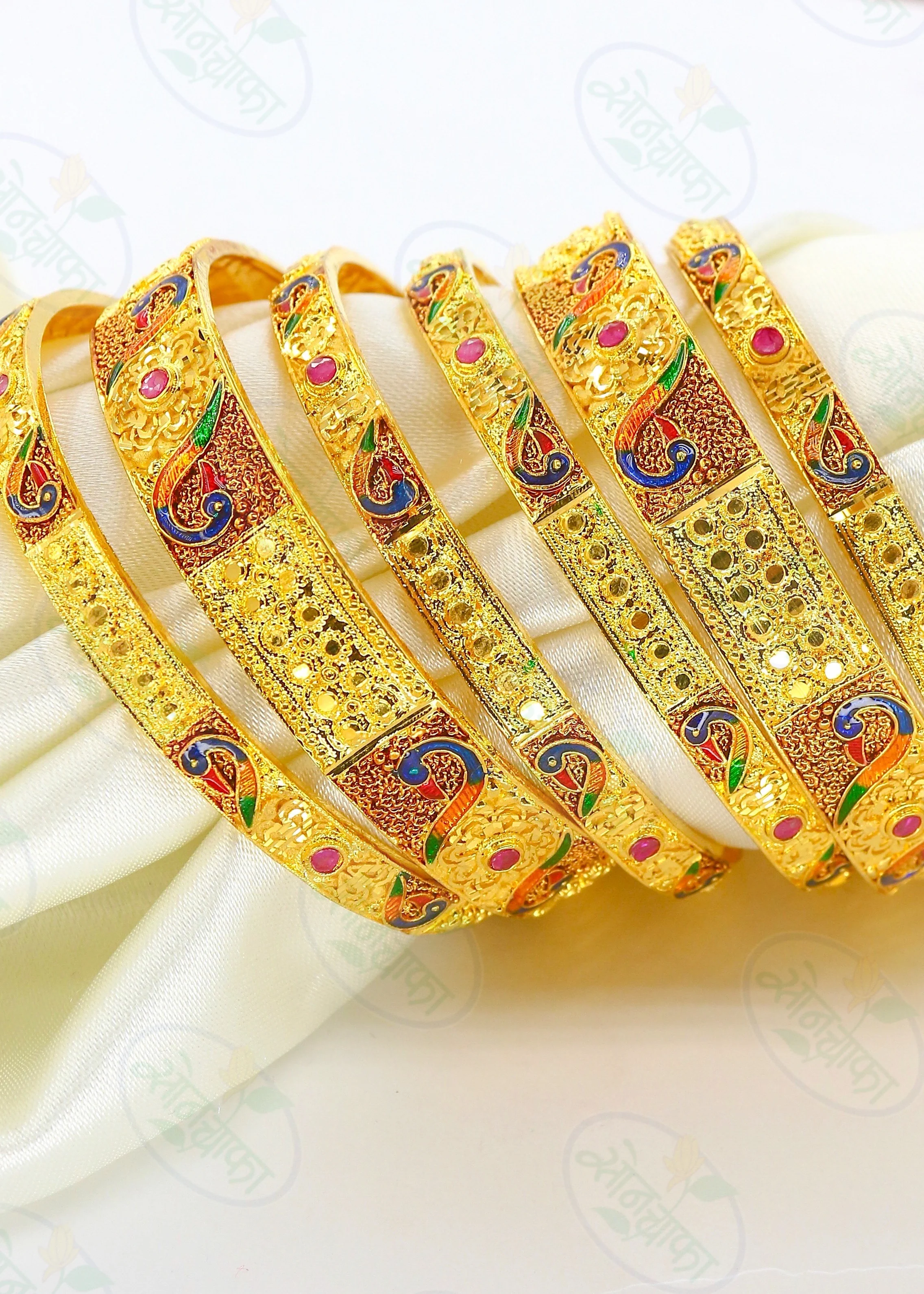 BEAUTIFUL PEACOCK DESIGNER GOLD PLATED BANGLES - Image 2