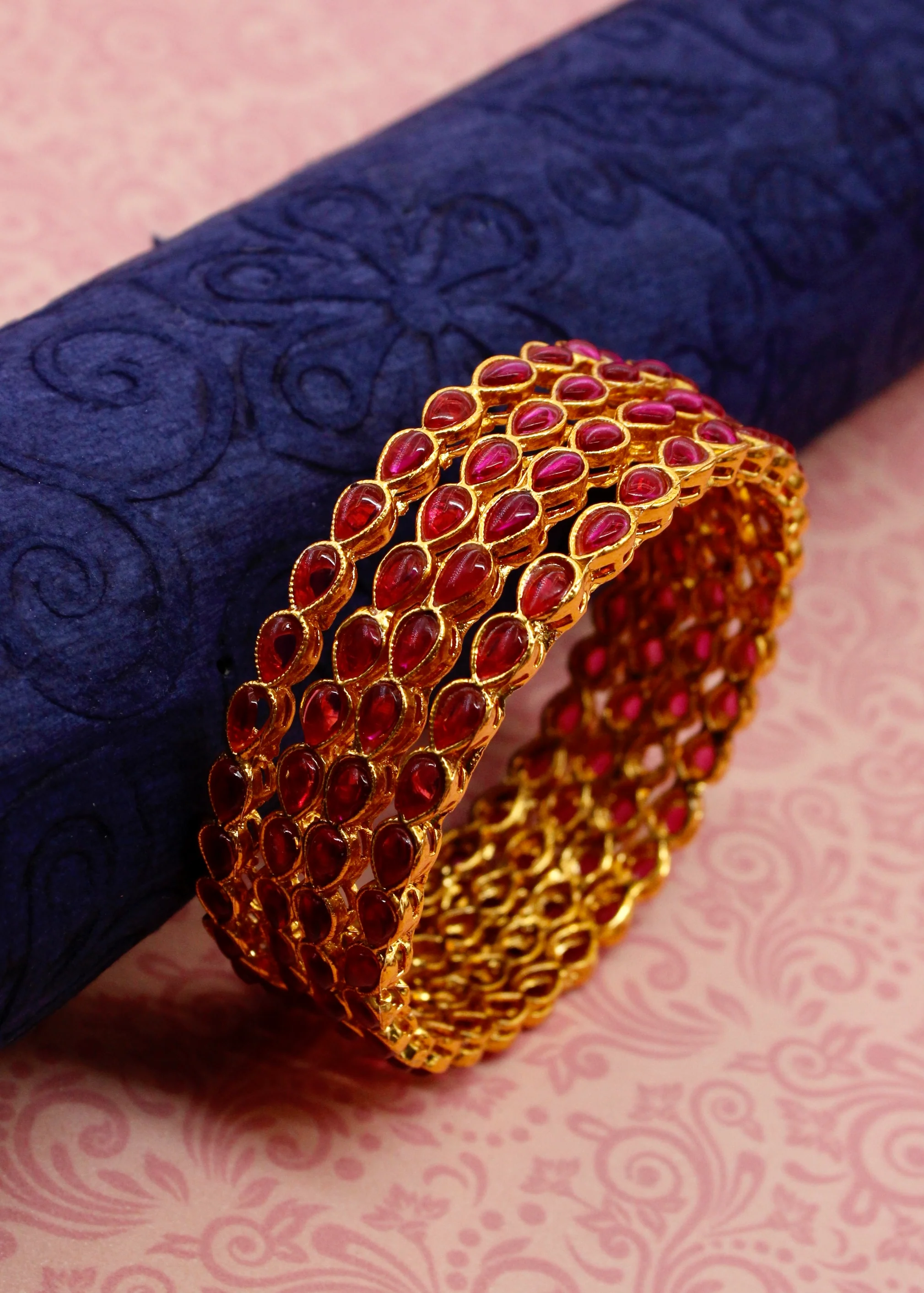 RUBY STONE DESIGNER BANGLES - Image 4