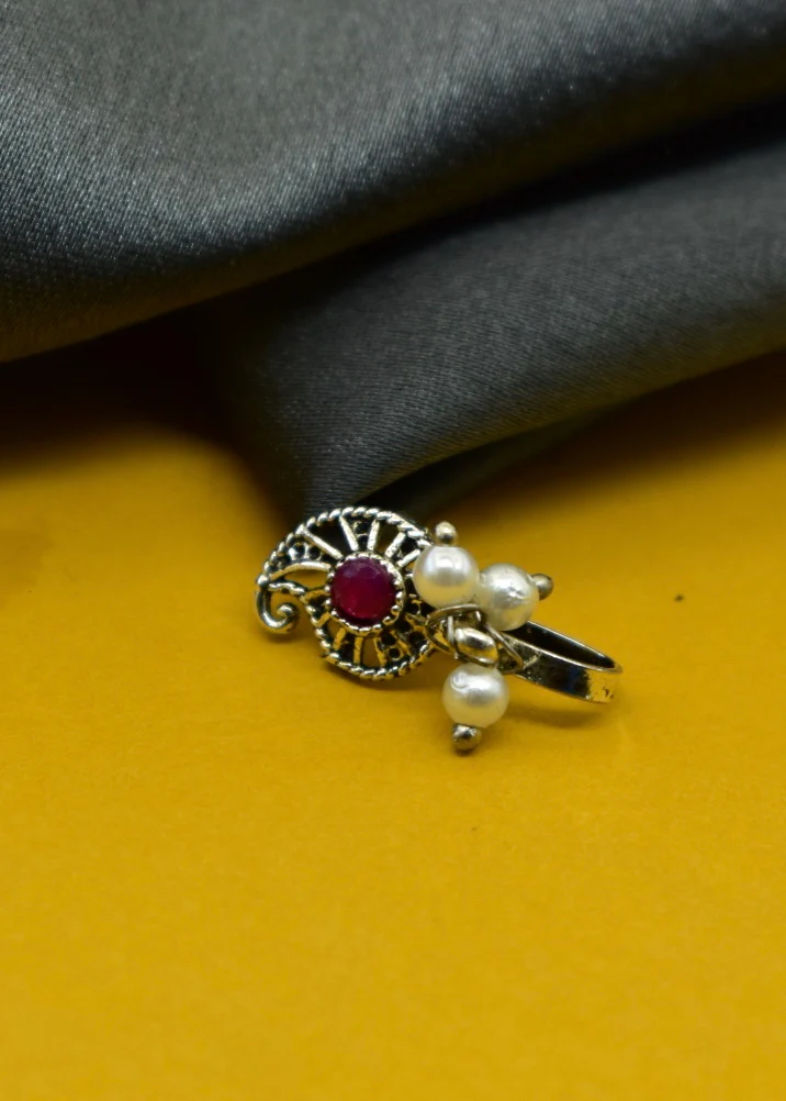 FANCY OXIDISED NOSE PIN - Image 5