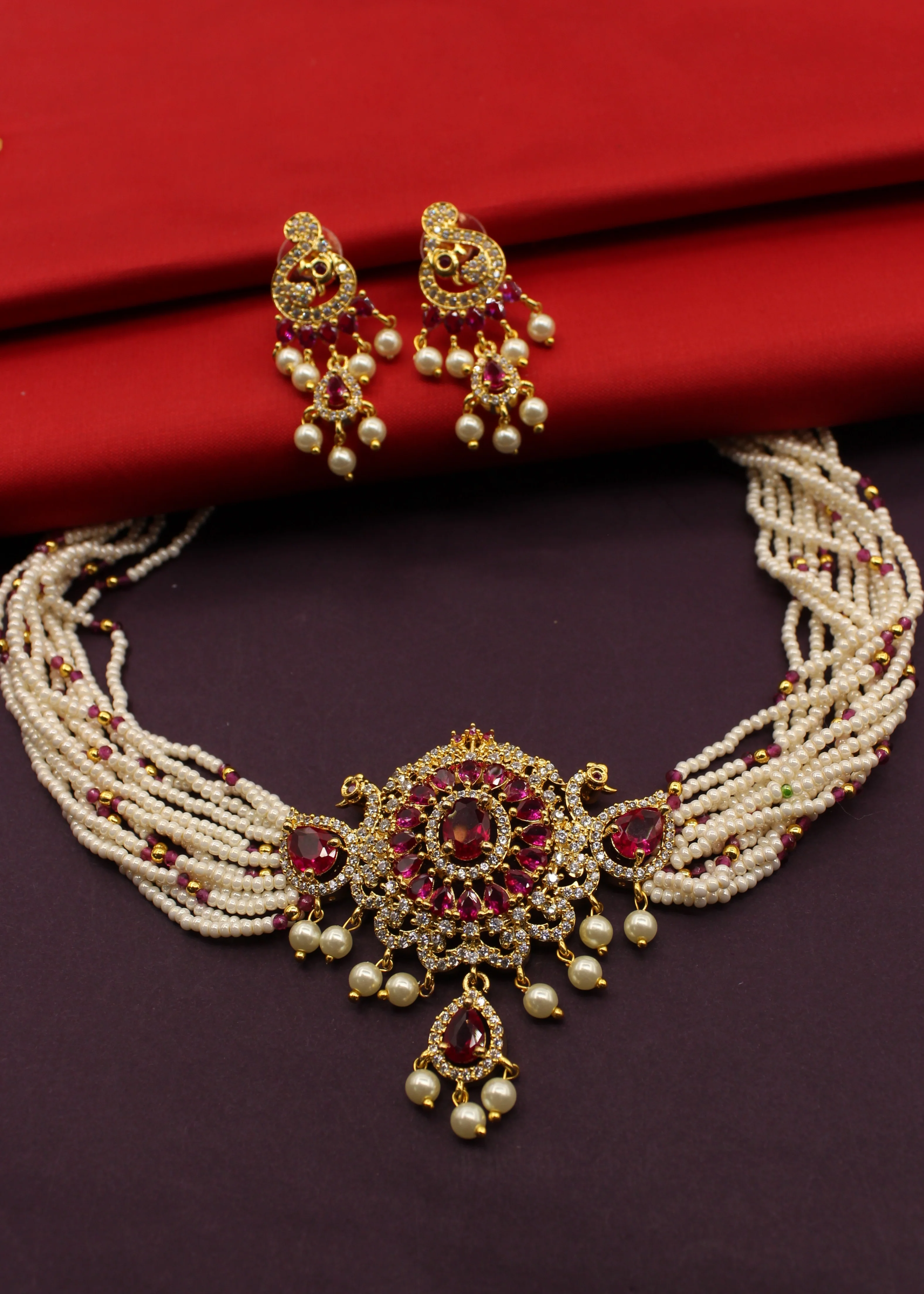 MAJESTIC PEACOCK MOTI NECKLACE - Image 2
