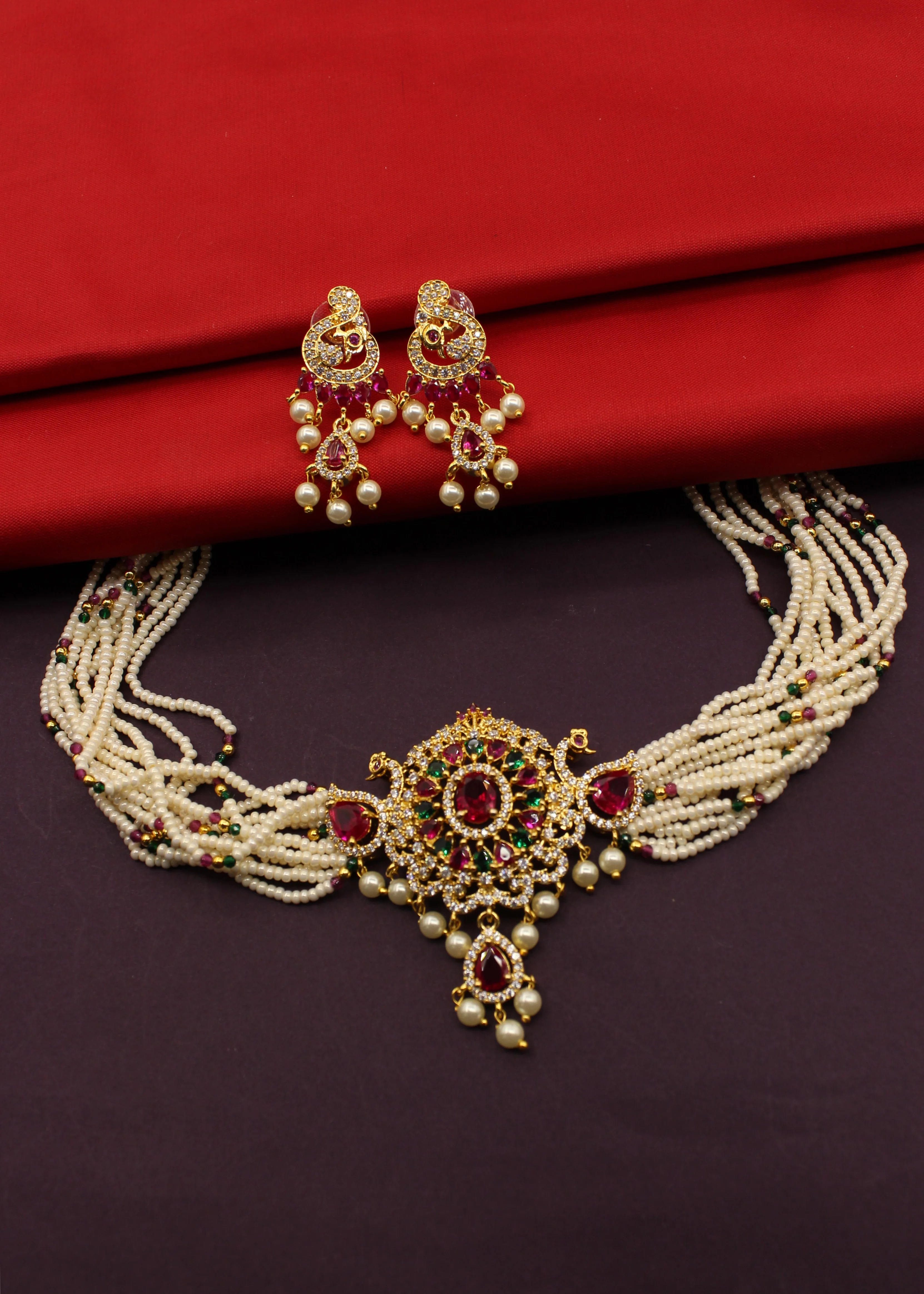 MAJESTIC PEACOCK MOTI NECKLACE - Image 3