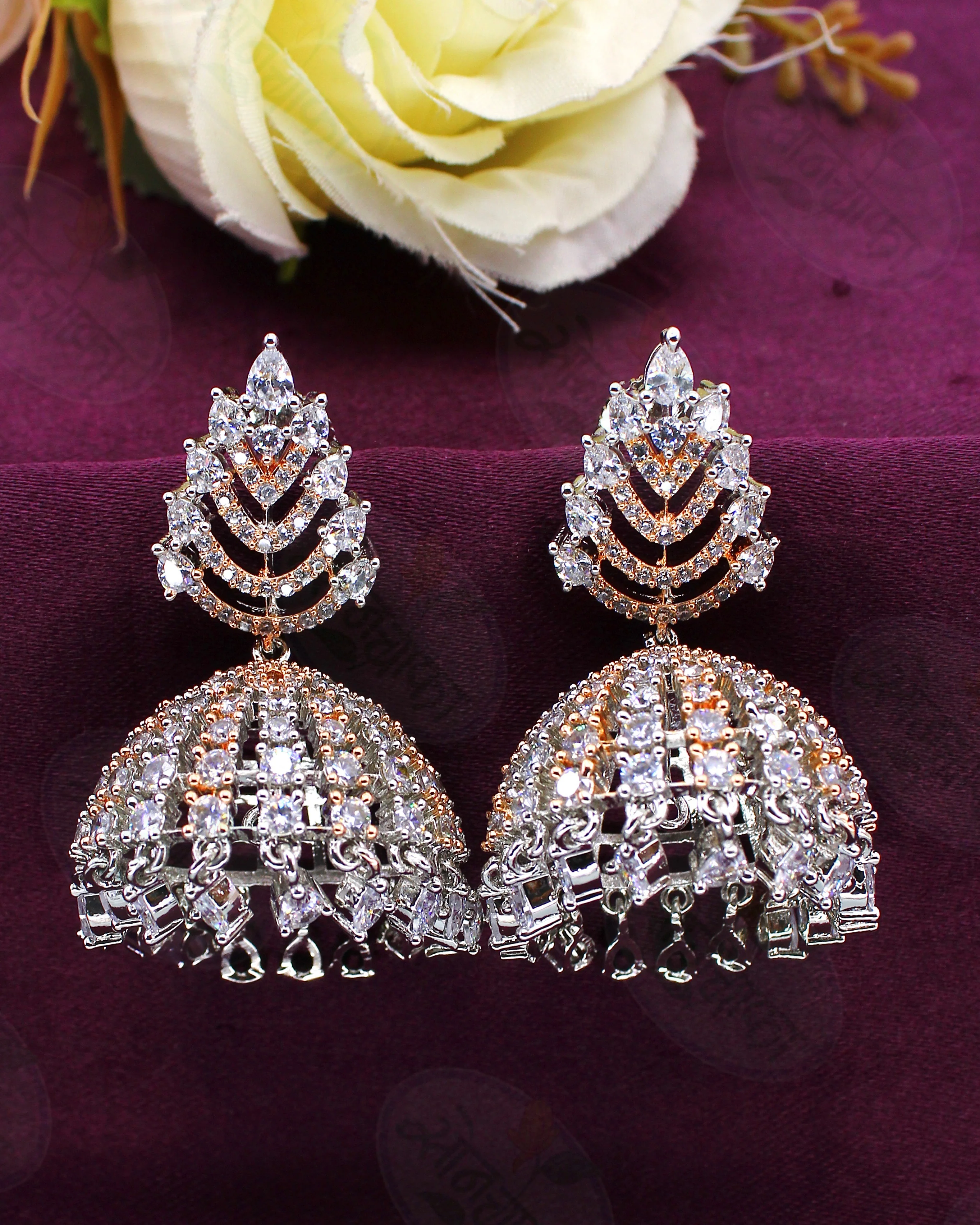 STYLISED GLAMOUR DIAMOND JHUMKA - Image 2