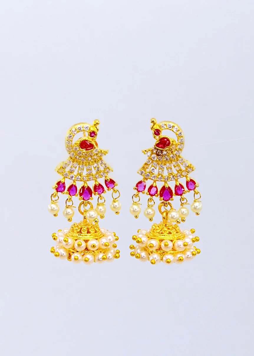 GORGEOUS PEACOCK JHUMKI EARRINGS