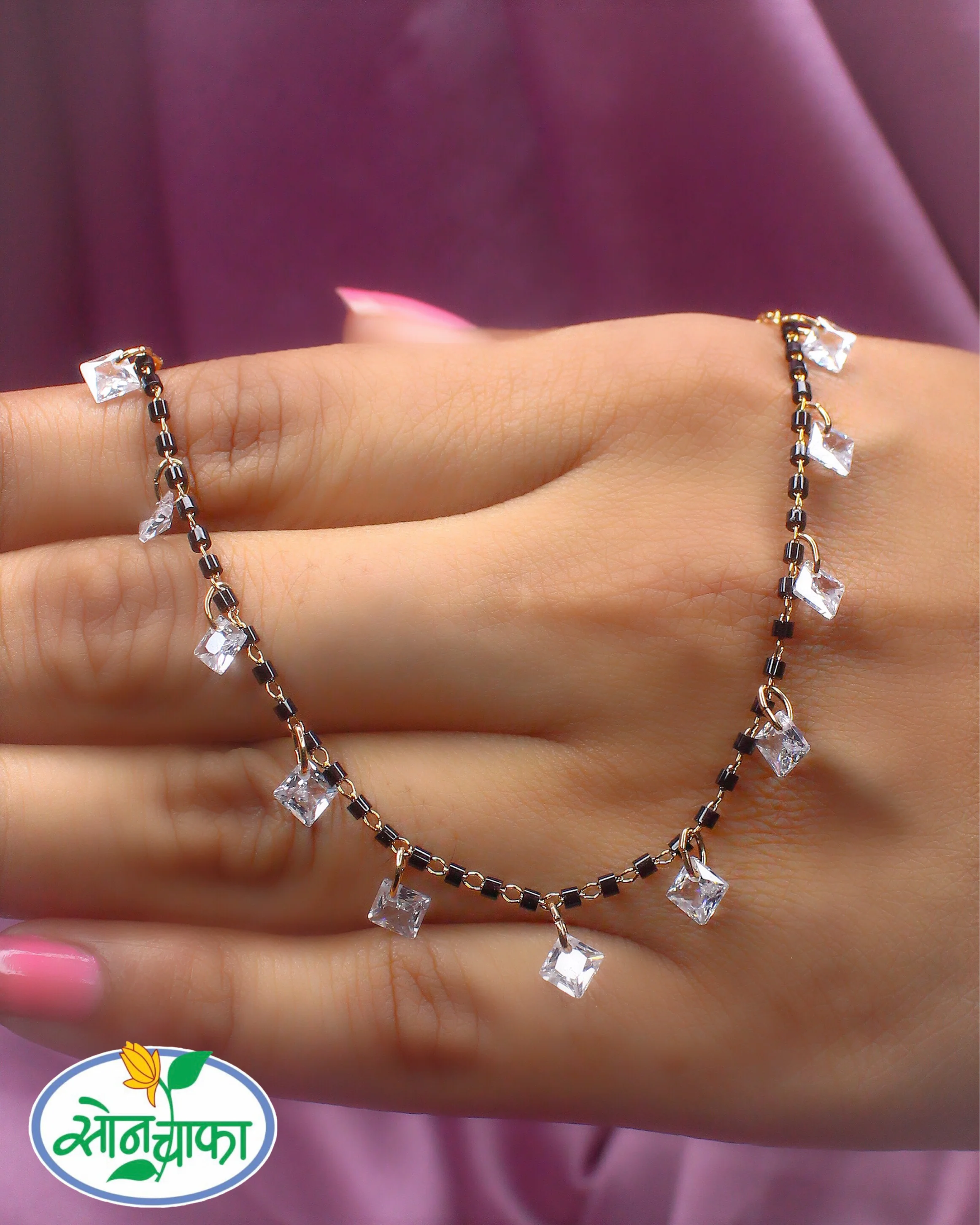 SHIMMERING SQUARE DIAMOND MANGALSUTRA - Image 2