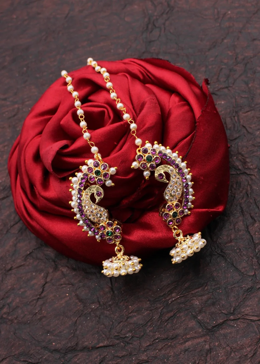 RADIANT FLORAL PEACOCK EAR-CUFFS - Image 3
