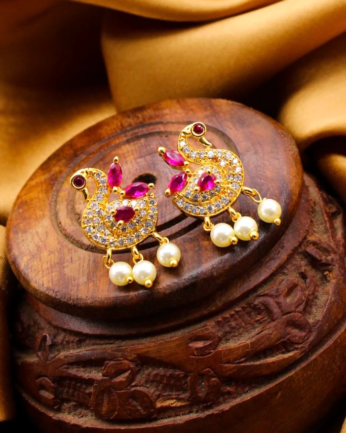 PEAFOWL DESIGNER EARRINGS - Image 3