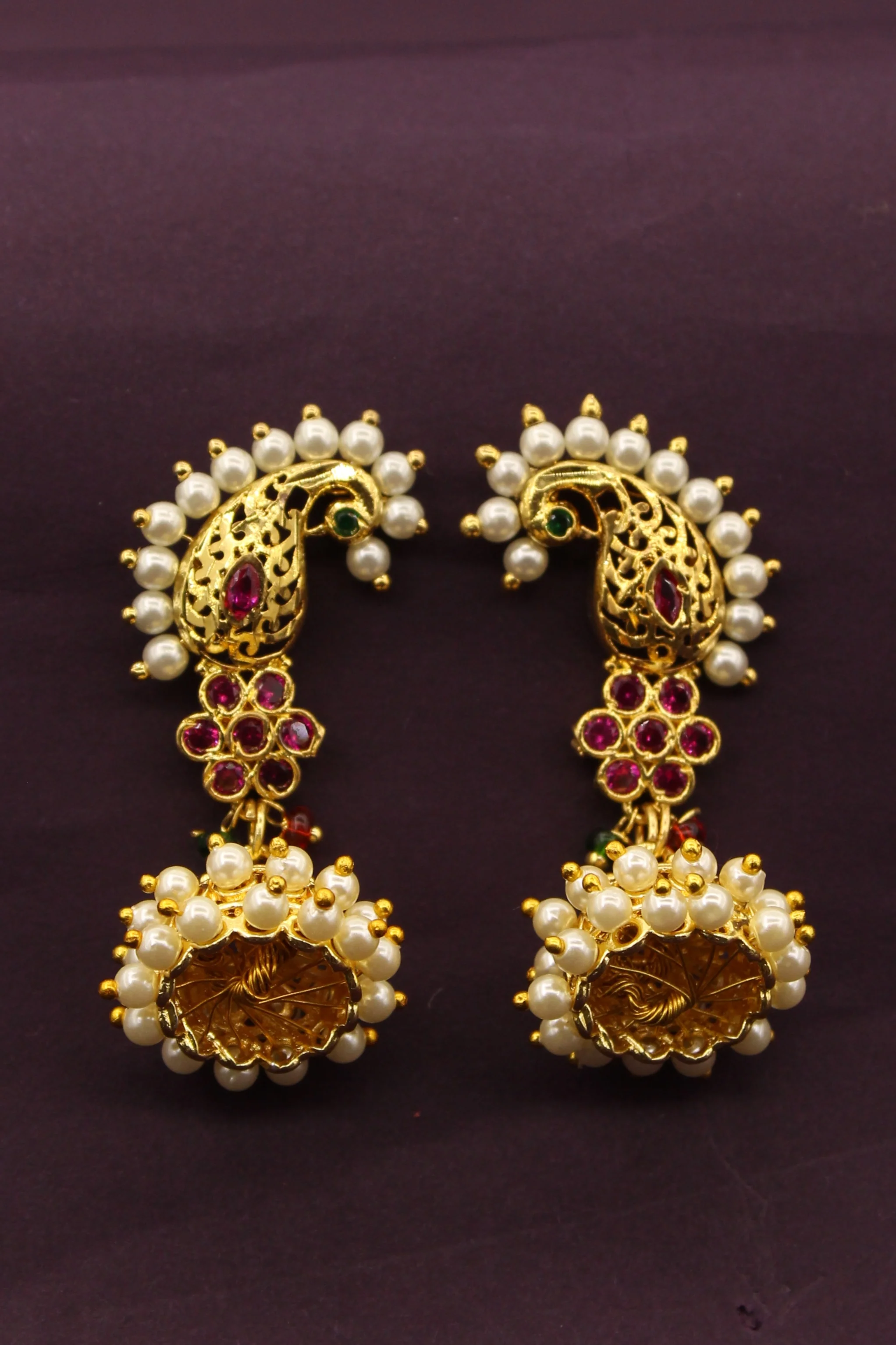 PEACOCK WITH FLORAL JHUMKA - Image 3