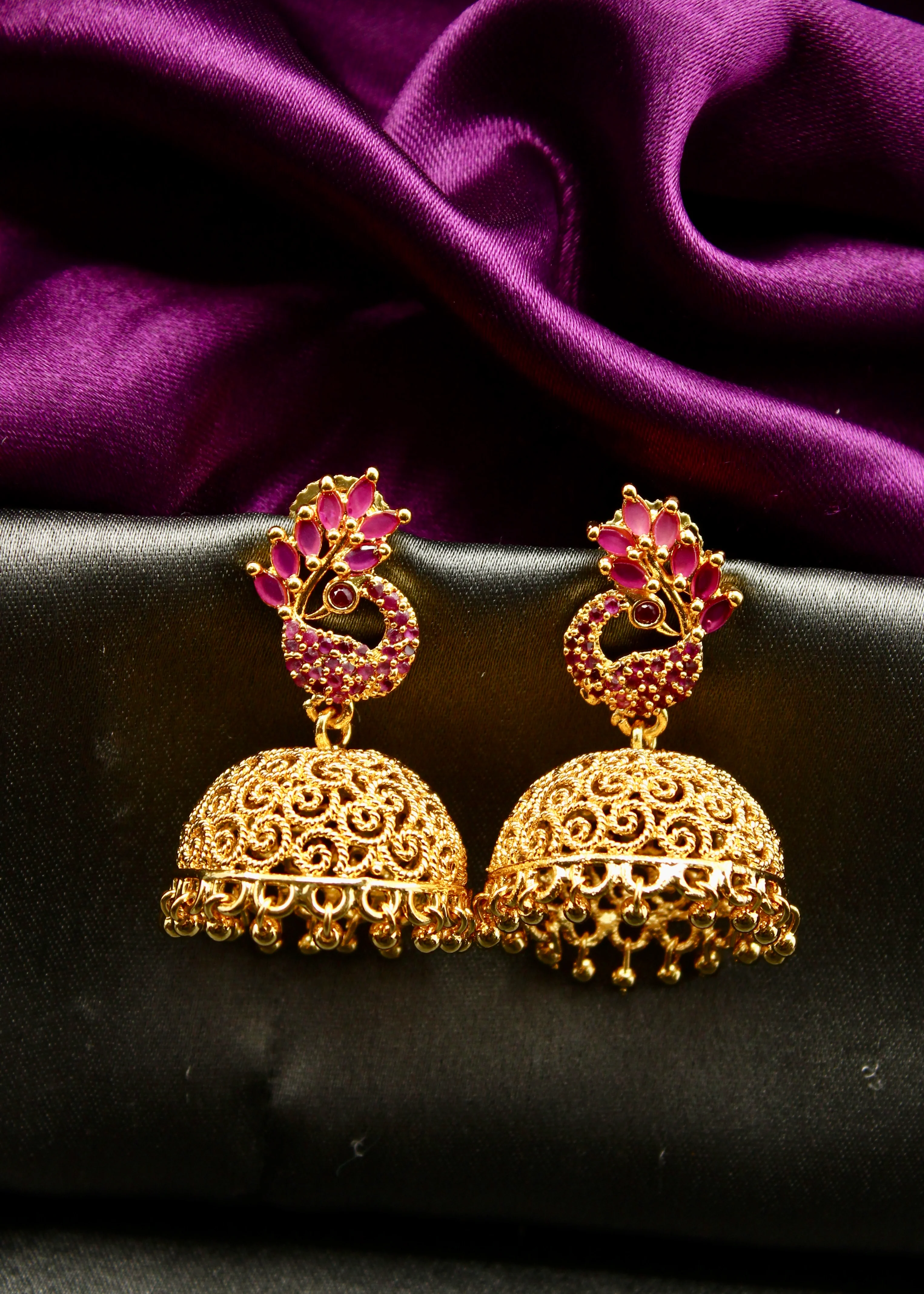 TRADITIONAL PEACOCK GOLDEN EARRINGS - Image 14