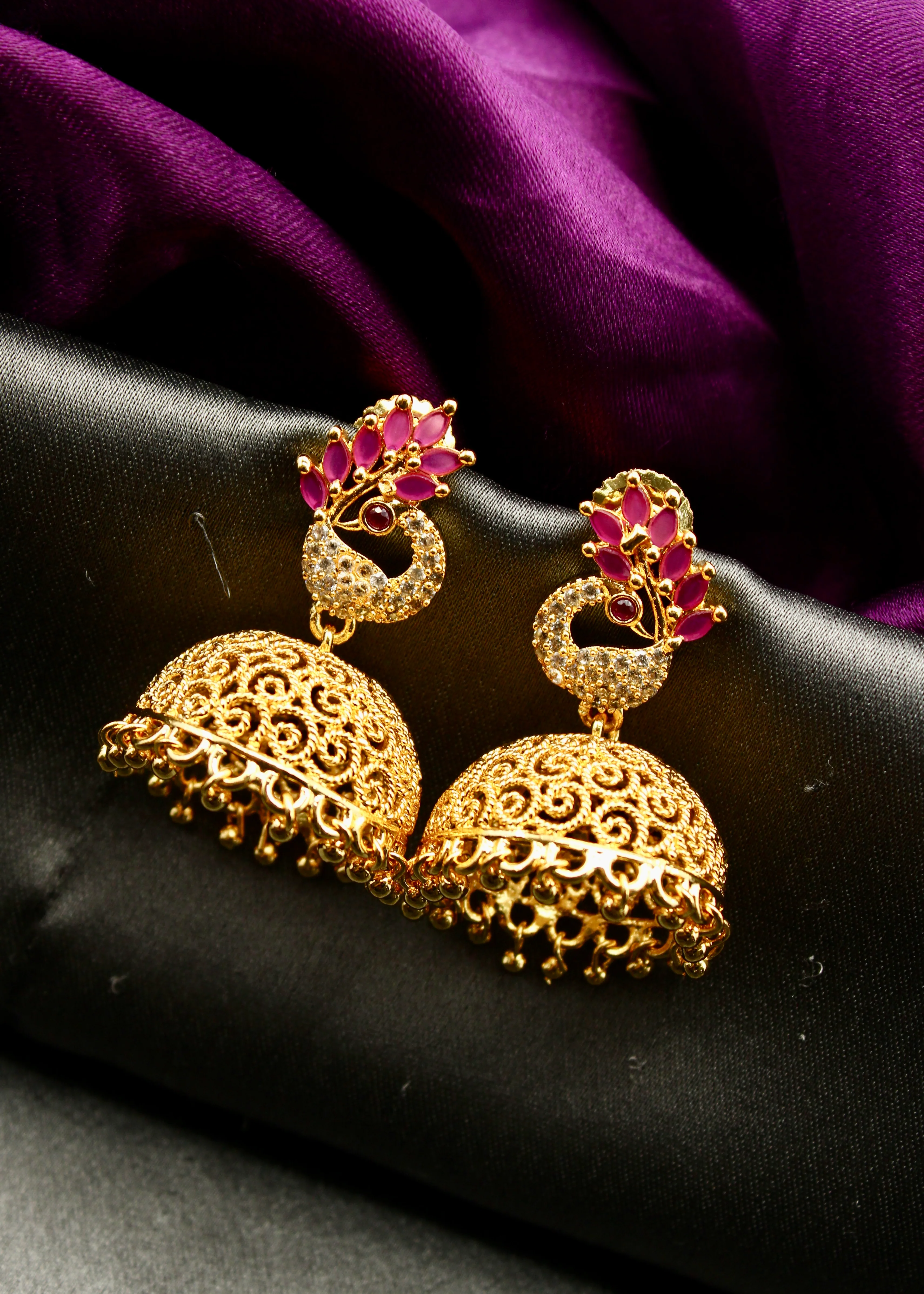 TRADITIONAL PEACOCK GOLDEN EARRINGS - Image 19