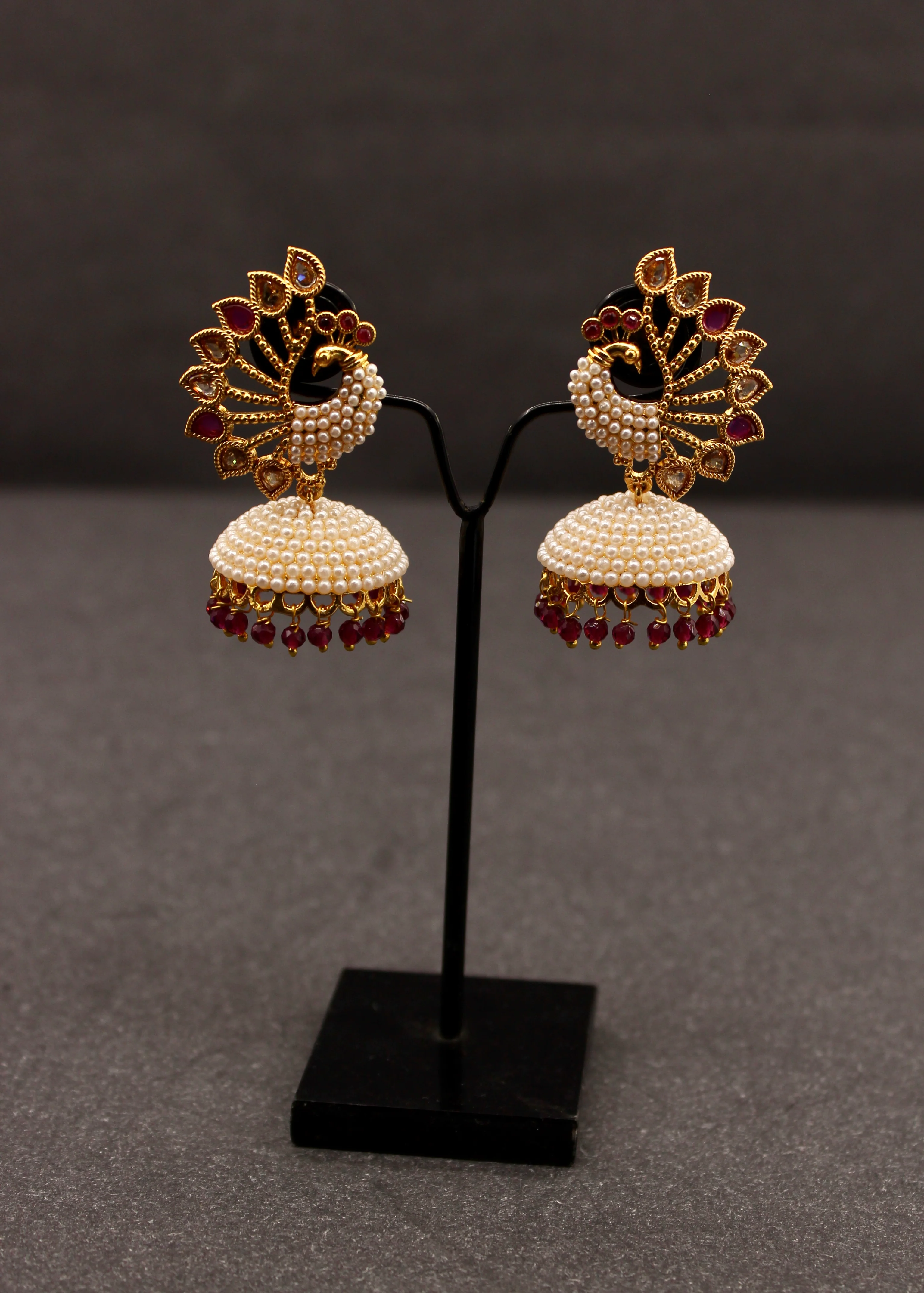 MARVELLOUS PEACOCK JHUMKI EARRINGS - Image 3