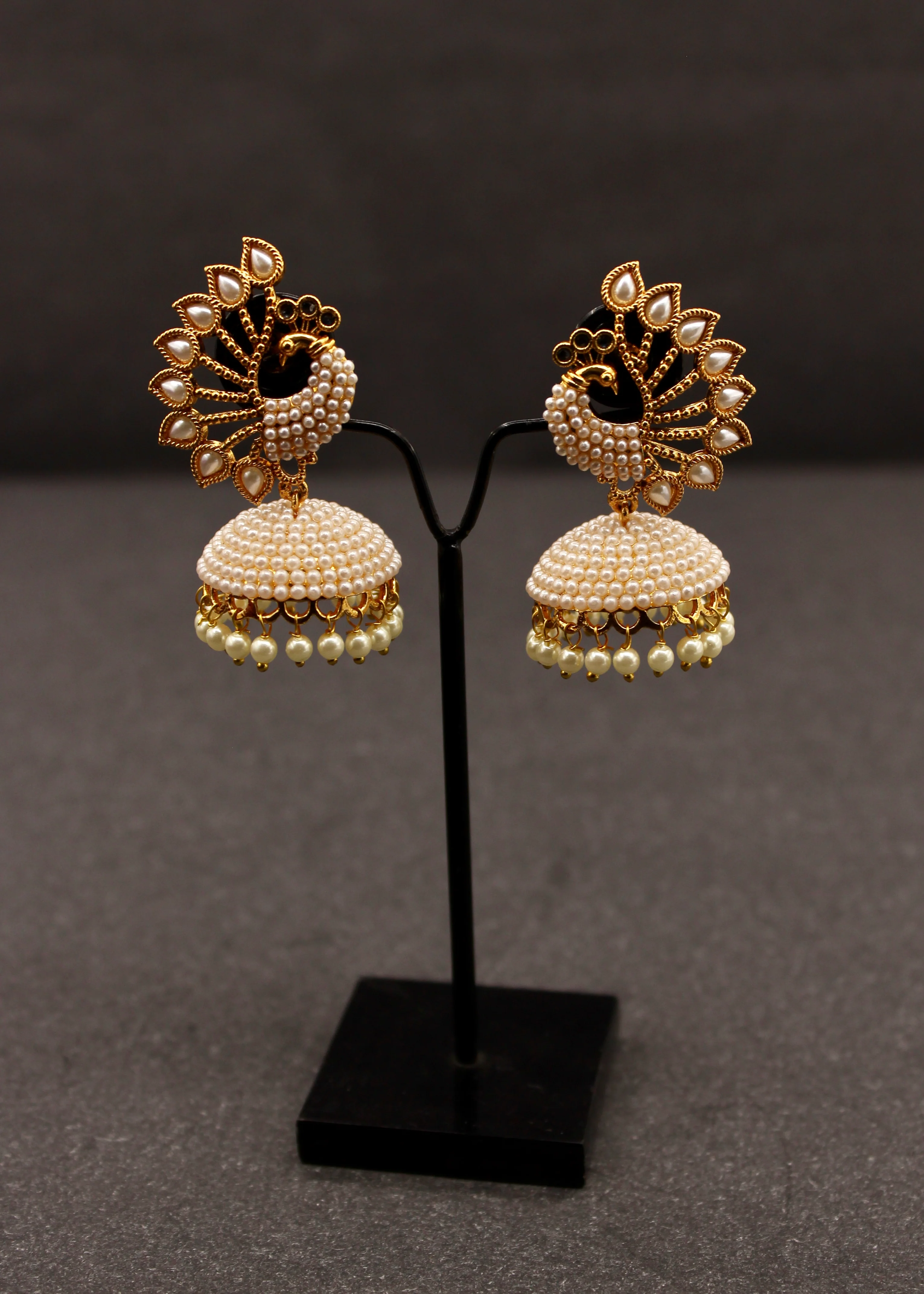 MARVELLOUS PEACOCK JHUMKI EARRINGS - Image 4