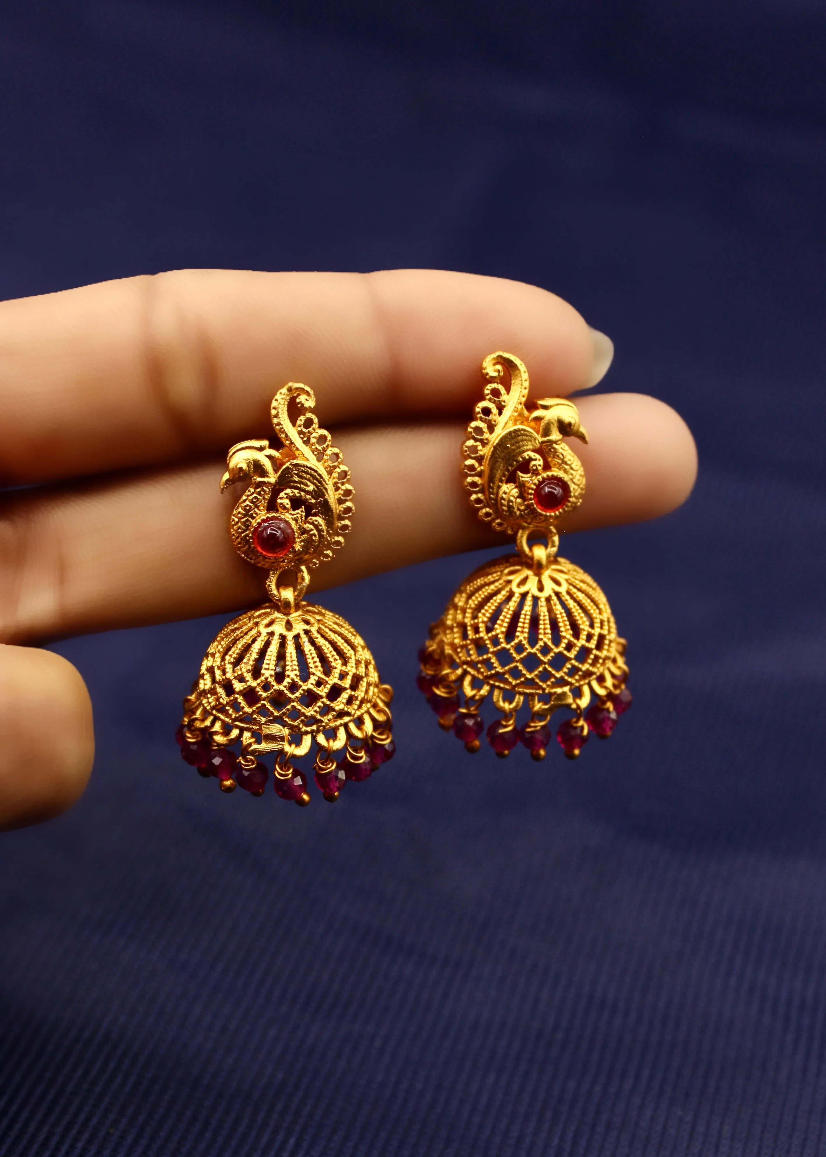 BEAUTIFUL PEACOCK JHUMKI EARRINGS - Image 10