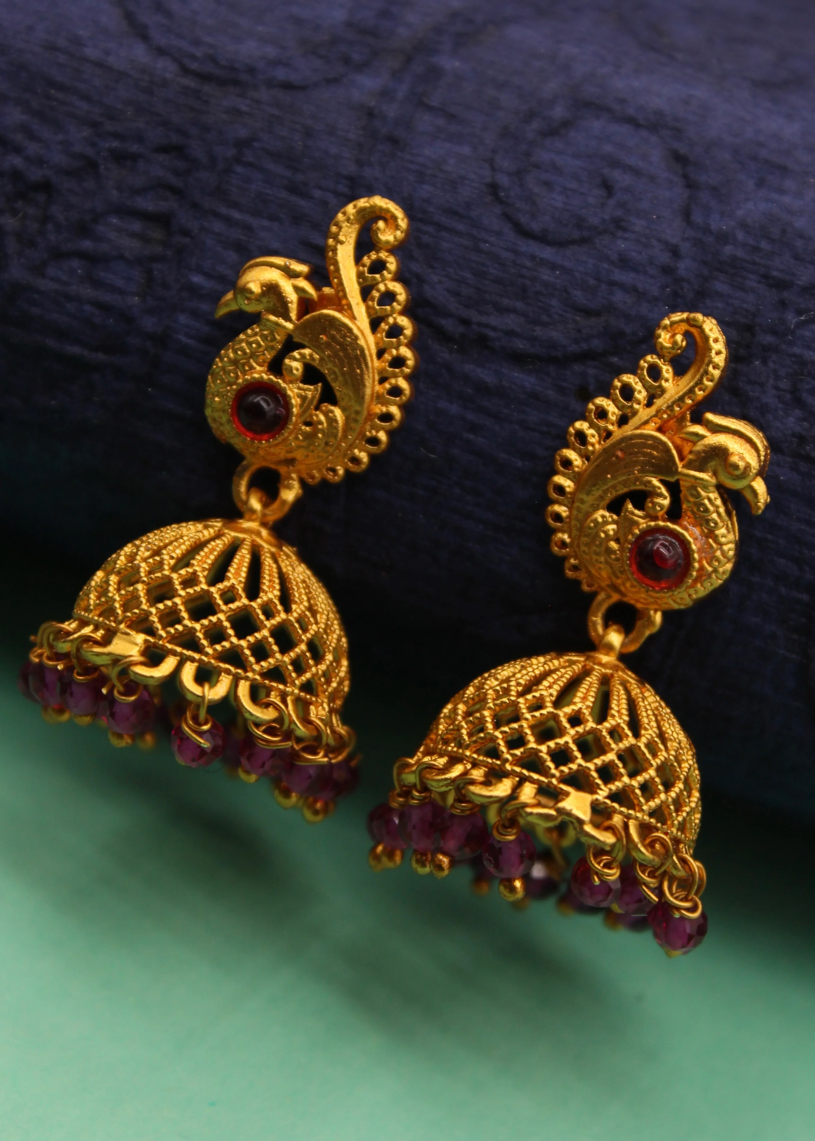BEAUTIFUL PEACOCK JHUMKI EARRINGS - Image 3