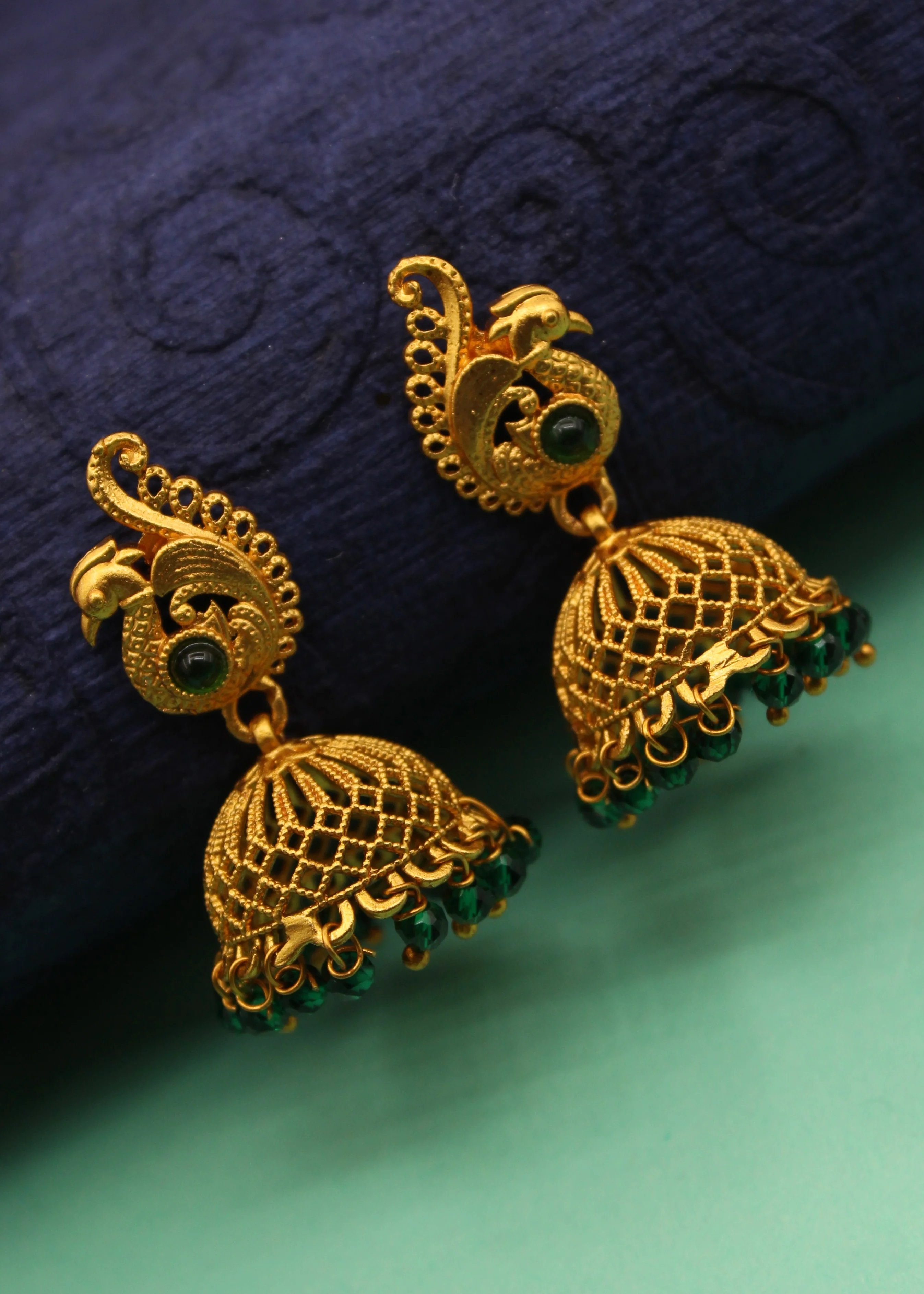 BEAUTIFUL PEACOCK JHUMKI EARRINGS - Image 5