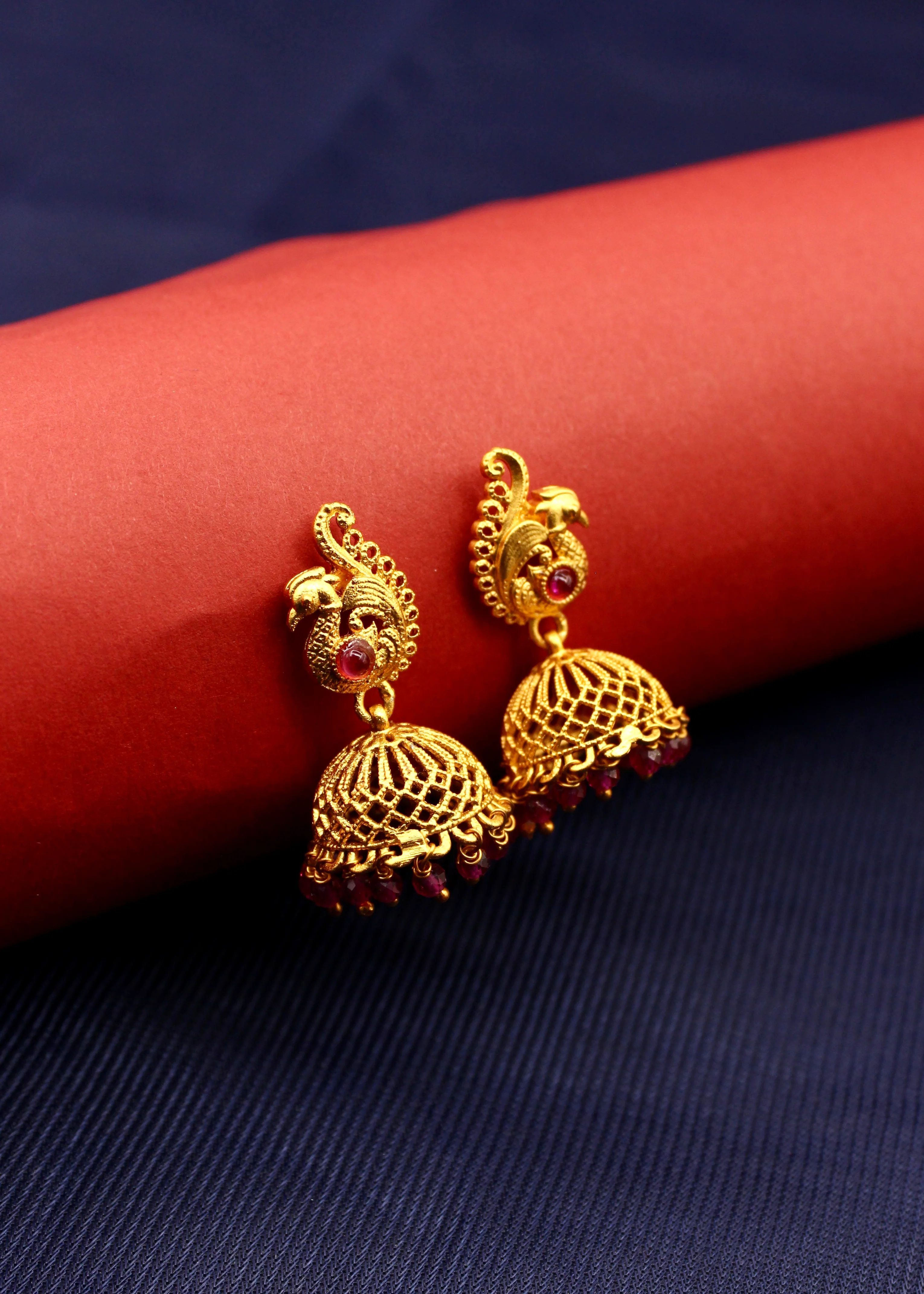 BEAUTIFUL PEACOCK JHUMKI EARRINGS - Image 8