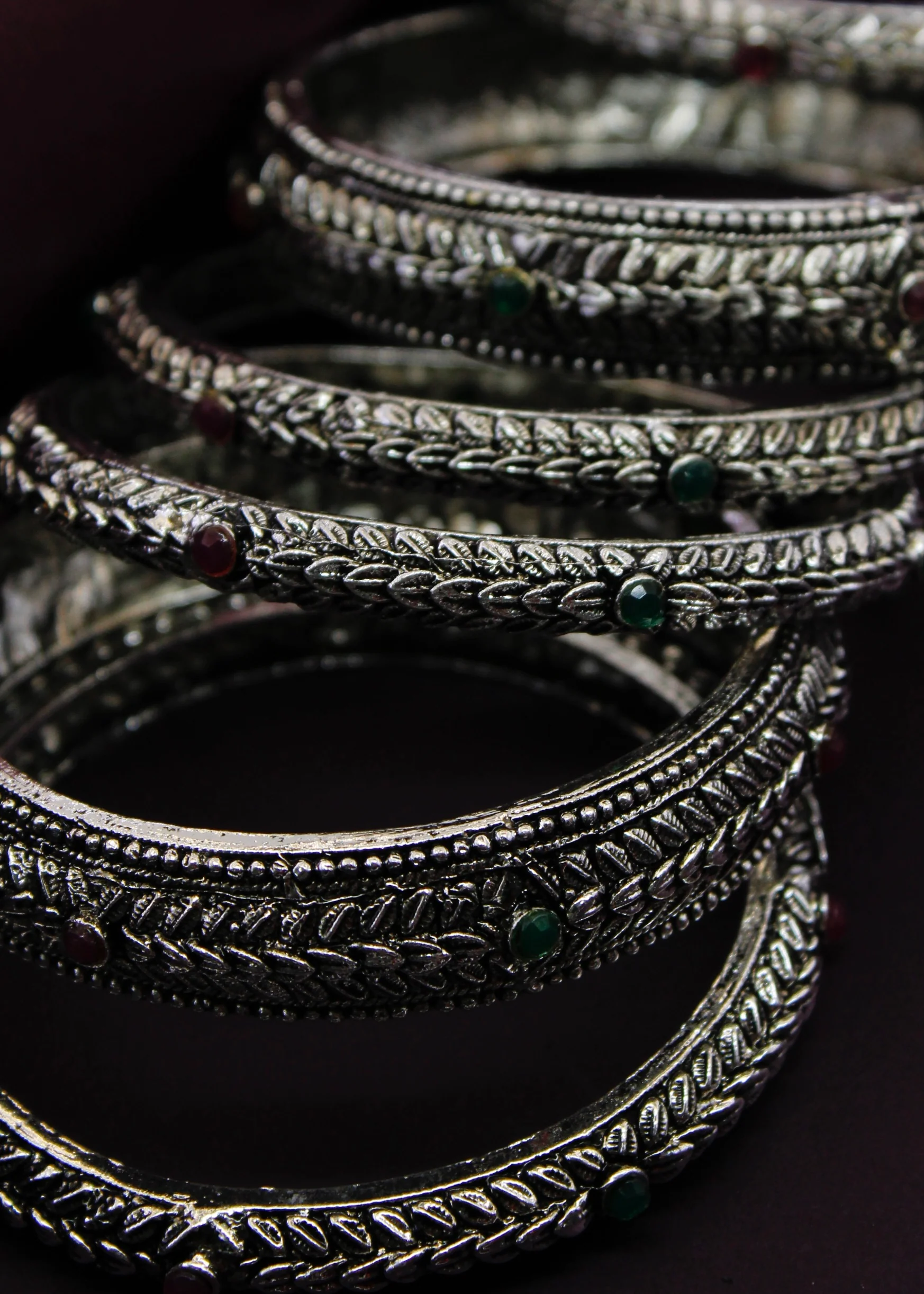 LEAF DESIGNER OXIDISED BANGLES - Image 2