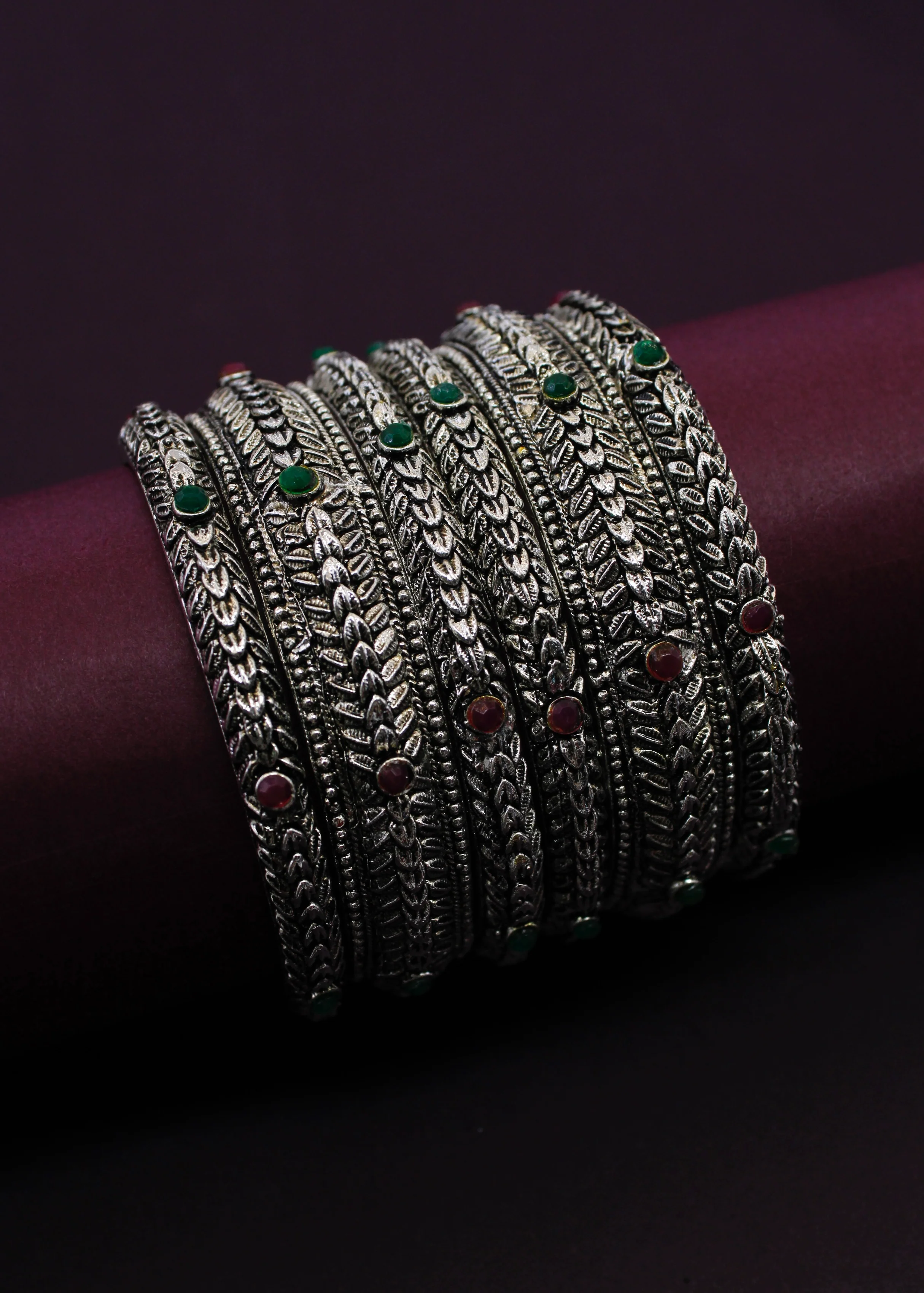 LEAF DESIGNER OXIDISED BANGLES - Image 3