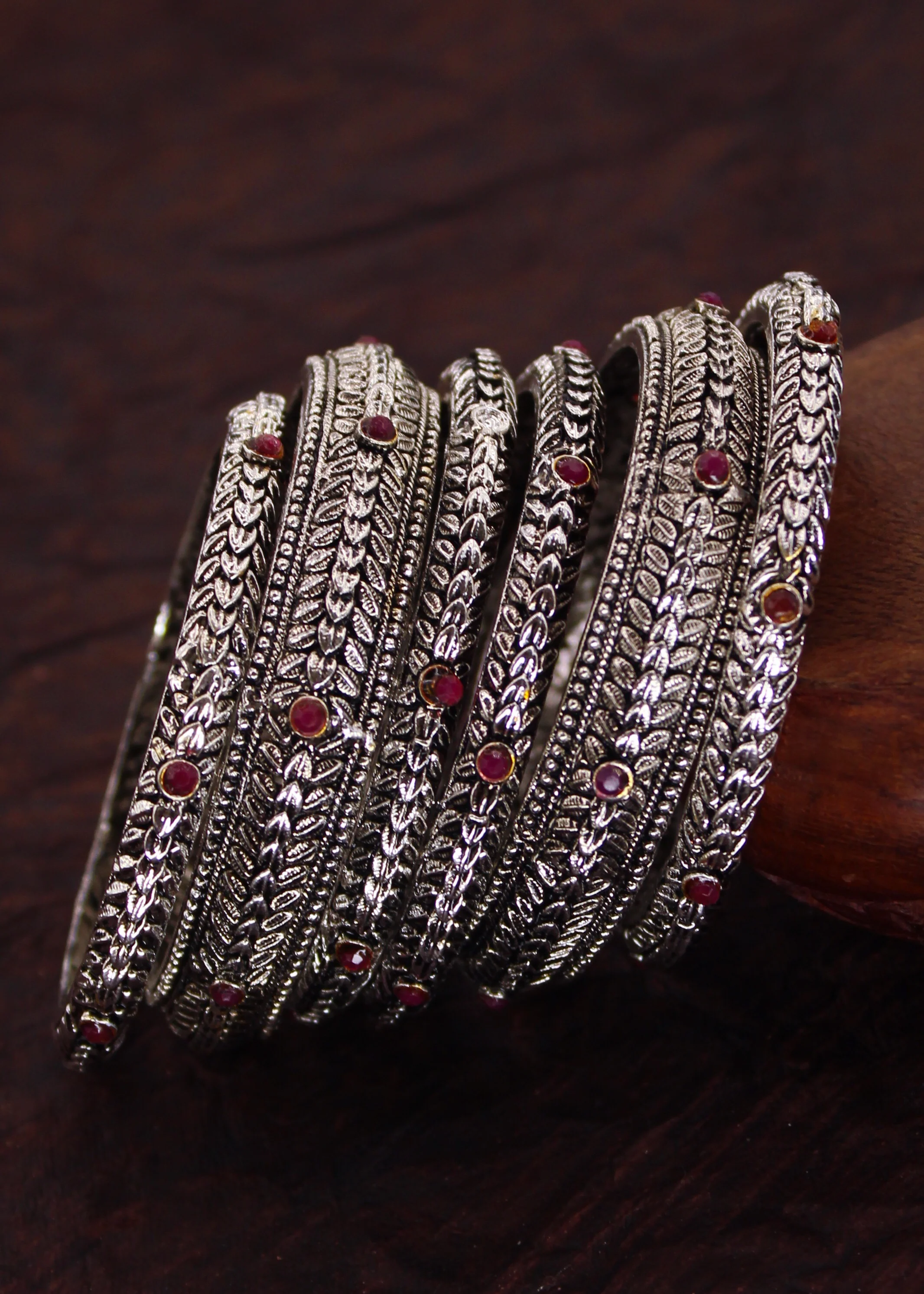 LEAF DESIGNER OXIDISED BANGLES - Image 6
