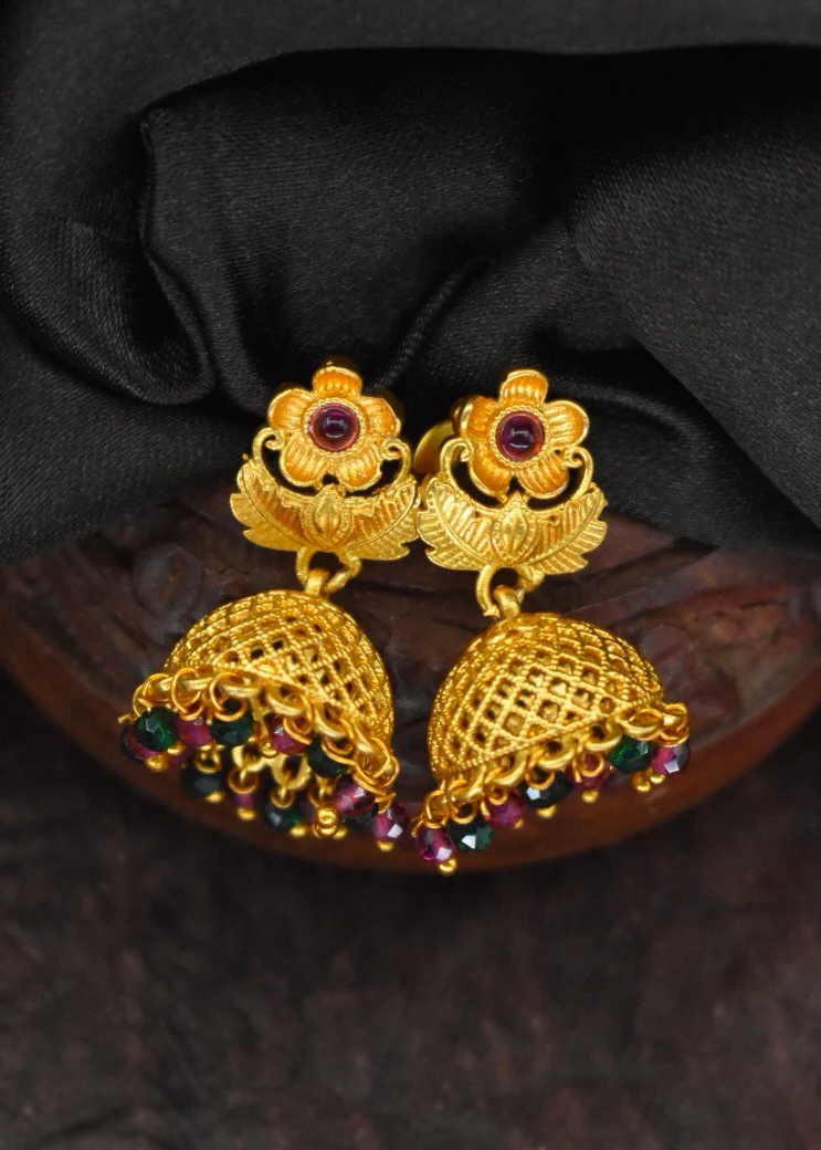 FLORAL WITH LEAF JHUMKI - Image 2