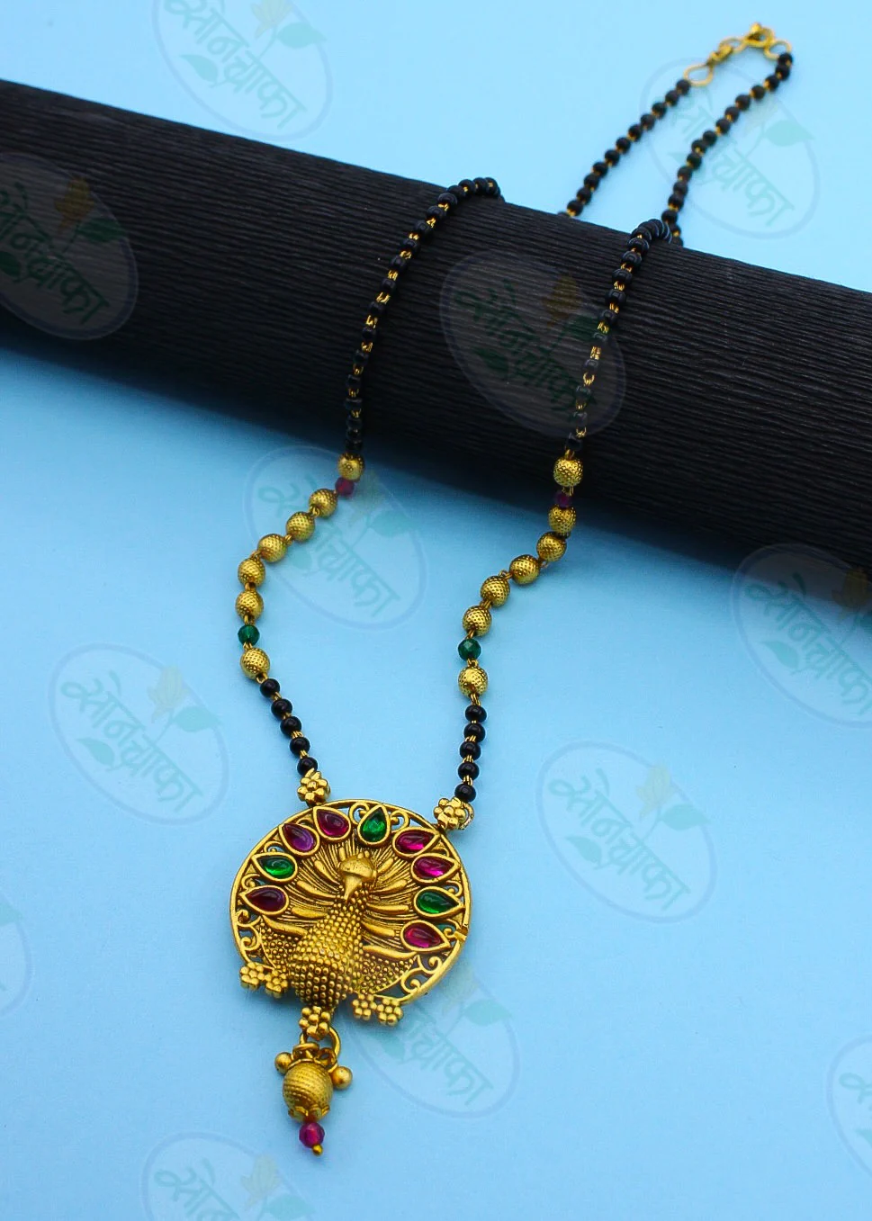 CAPTIVATING PEACOCK RAJWADI MANGALSUTRA - Image 2