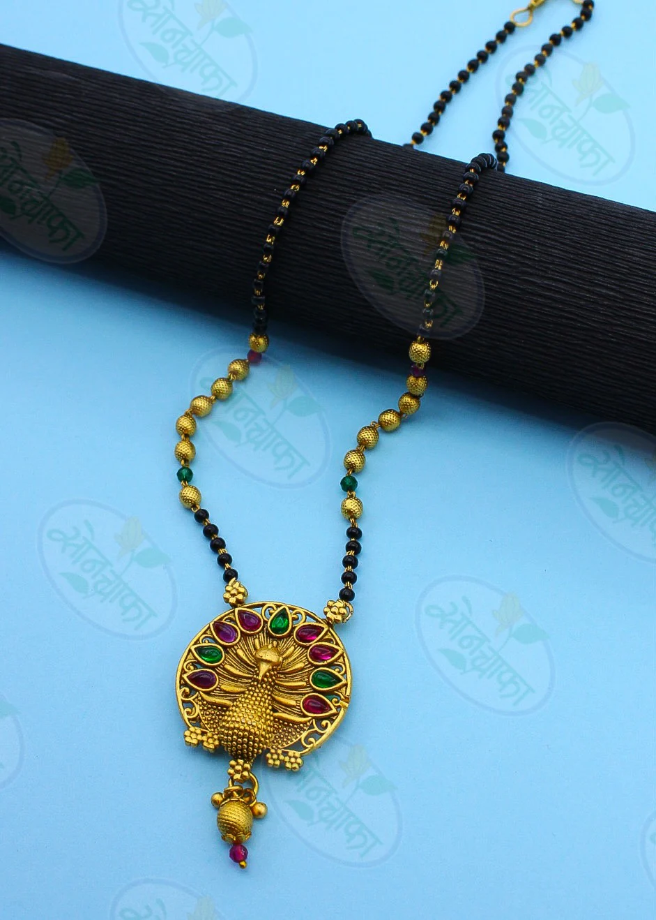 CAPTIVATING PEACOCK RAJWADI MANGALSUTRA - Image 3