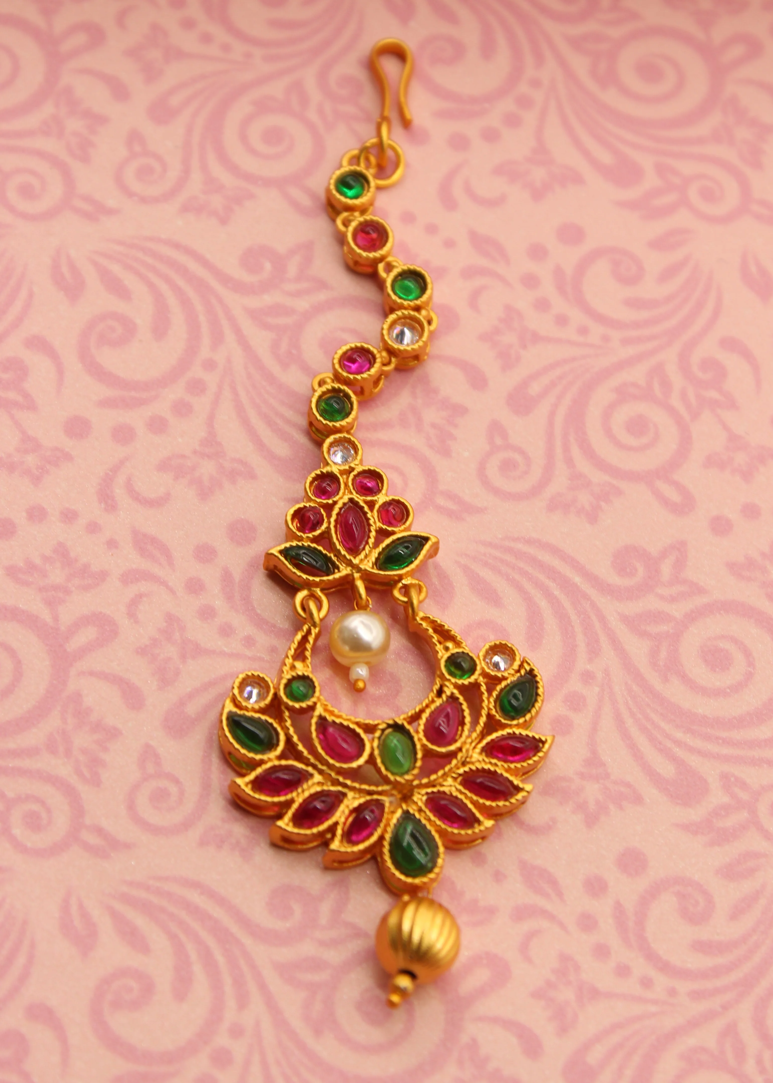 CHARMING PINK - GREEN STONE BINDI - Image 2