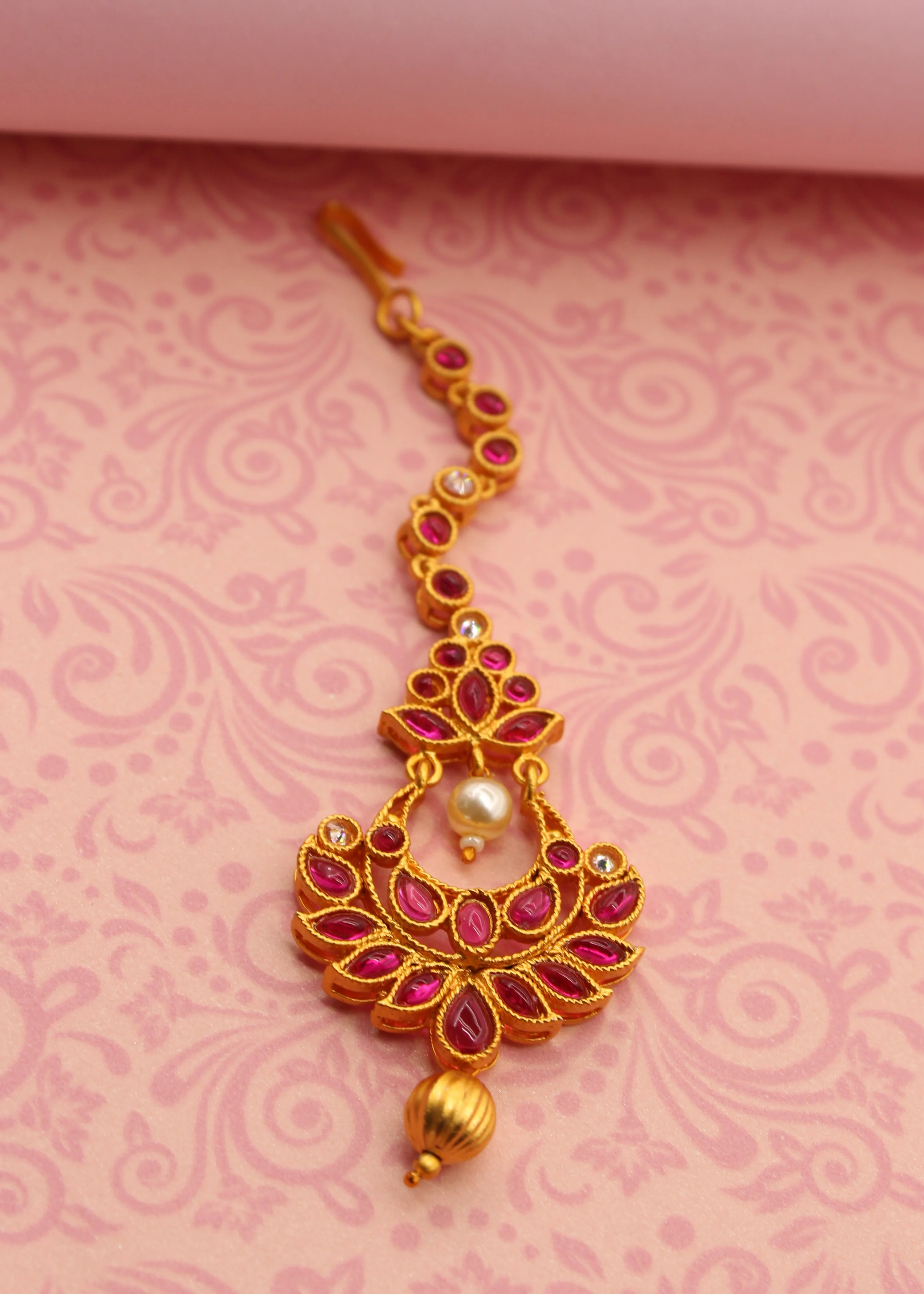 CHARMING PINK - GREEN STONE BINDI - Image 3