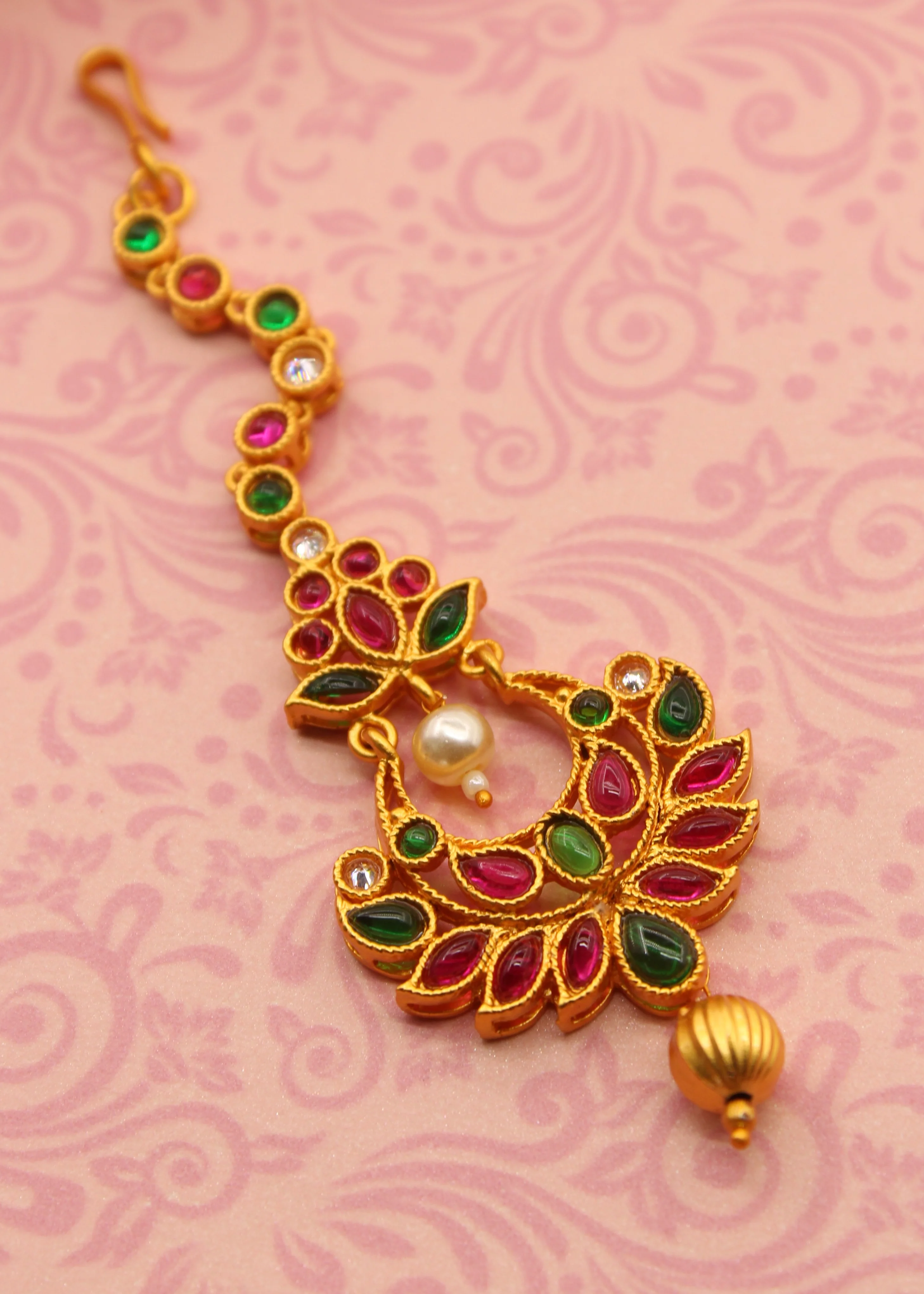 CHARMING PINK - GREEN STONE BINDI - Image 4