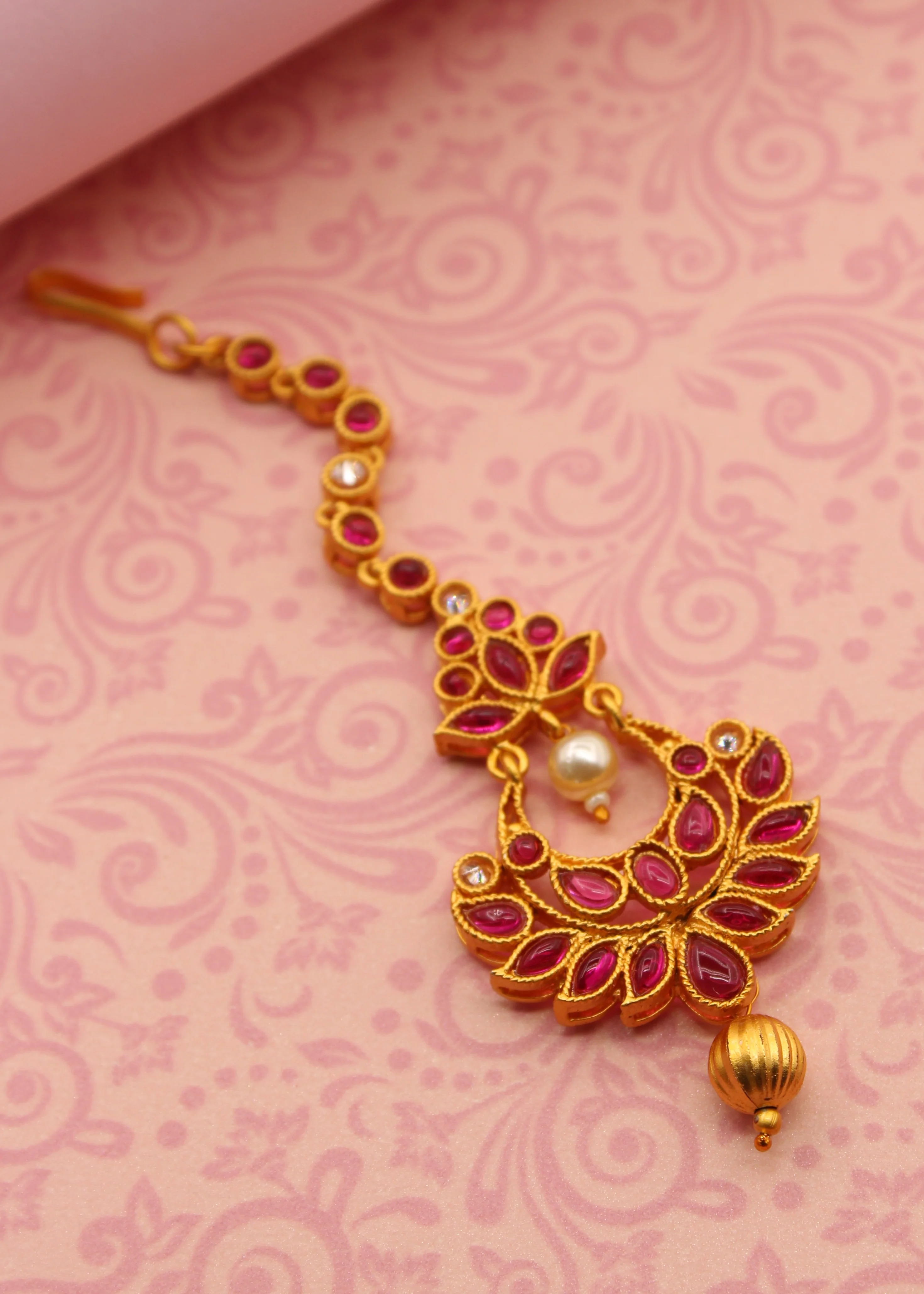 CHARMING PINK - GREEN STONE BINDI - Image 5
