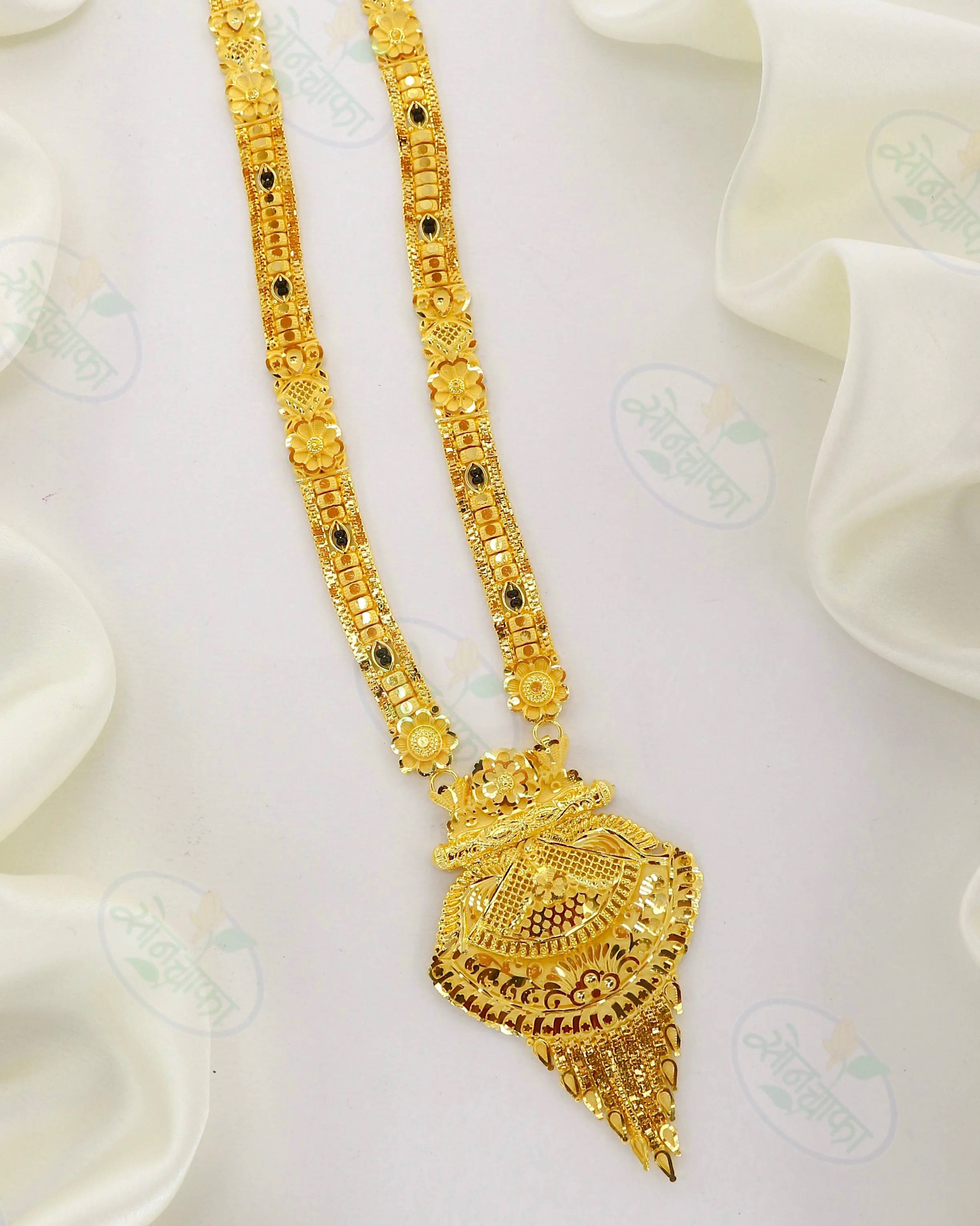 STYLISED FLORAL GOLD PLATED MANGALSUTRA - Image 5