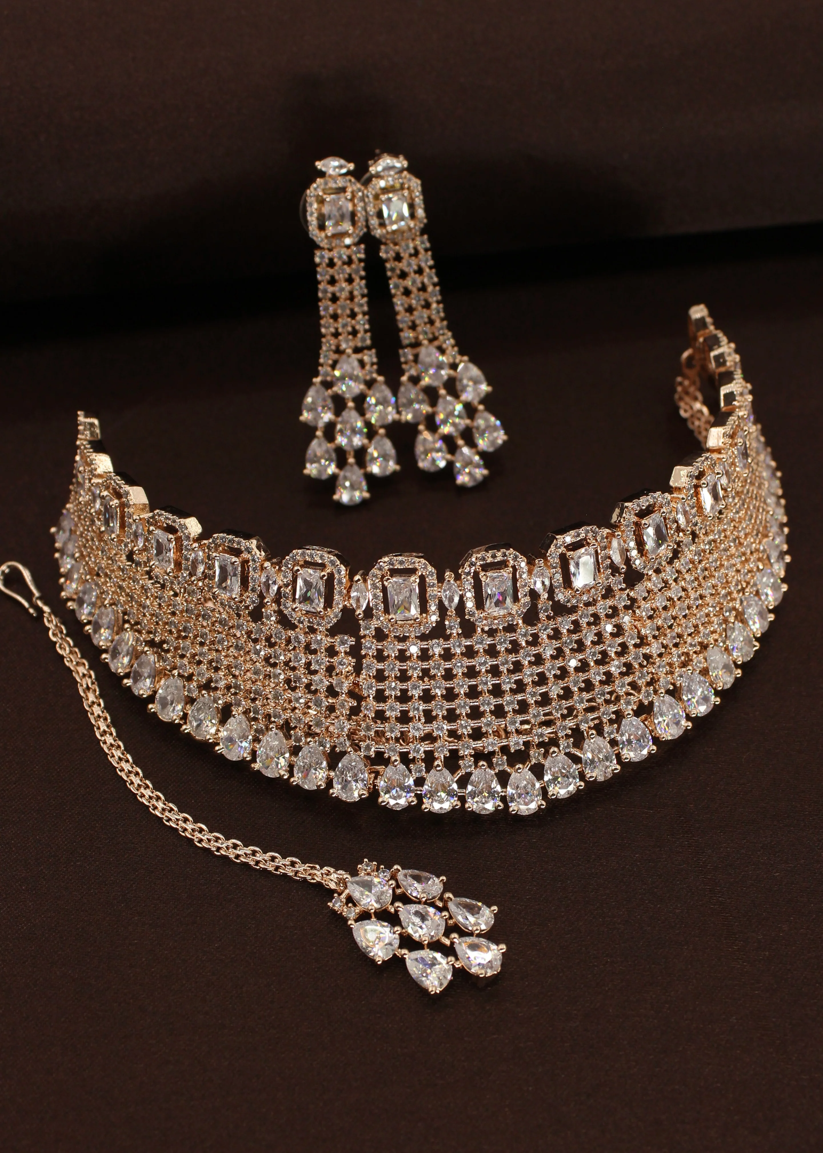TEXTURED DIA BRIDAL NECKLACE - Image 3