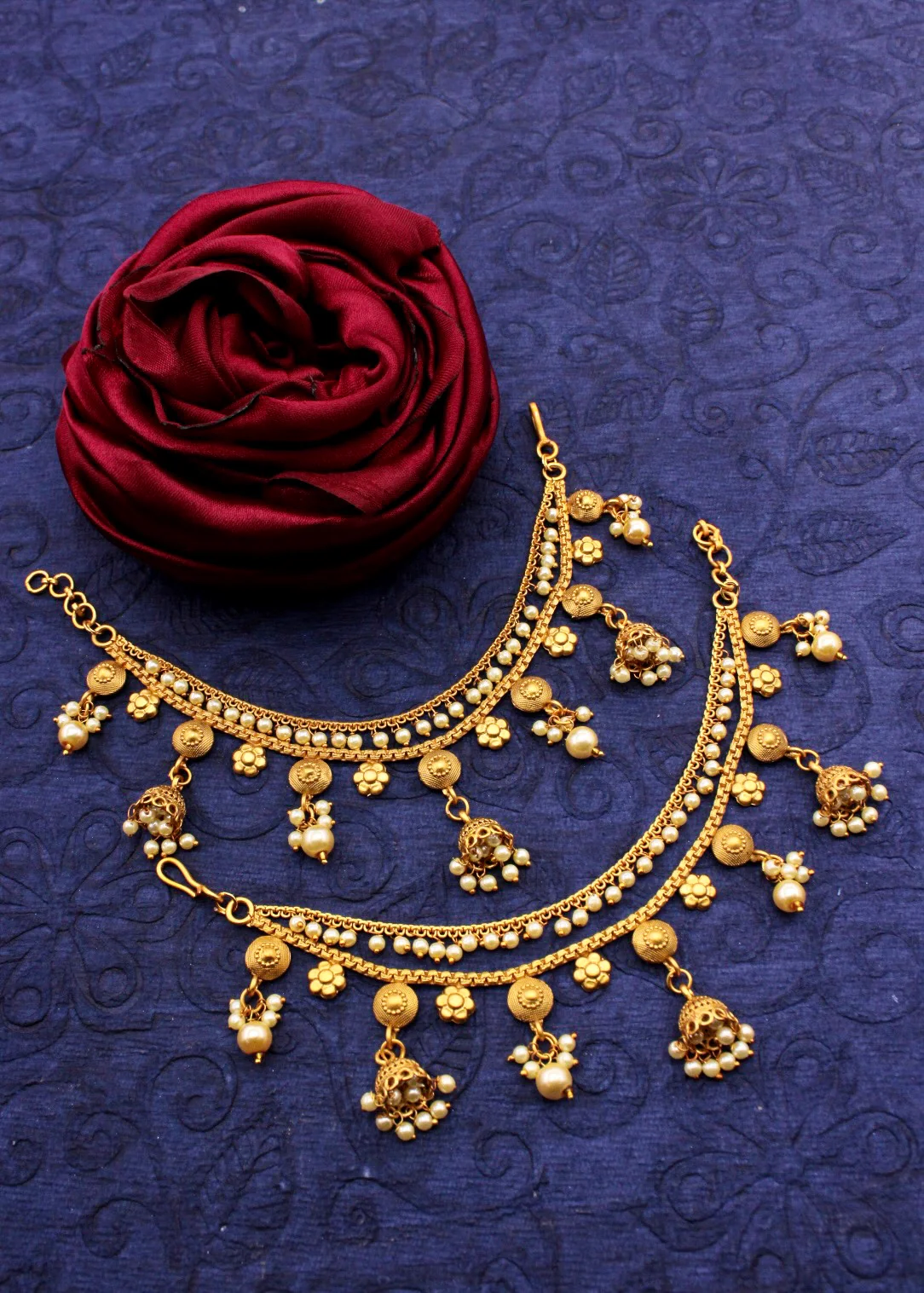 MATTE FLORAL PEARL BEADS KANCHAIN - Image 3