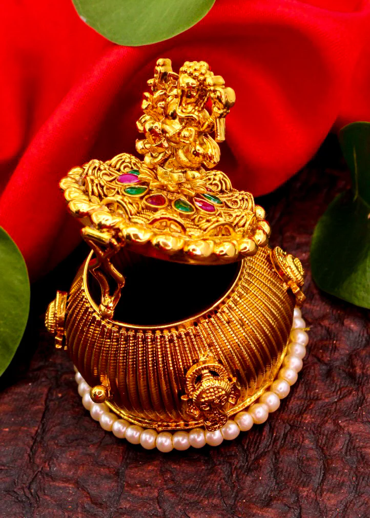 GANESHA DESIGNER PEARL BEADED KARANDA - Image 4