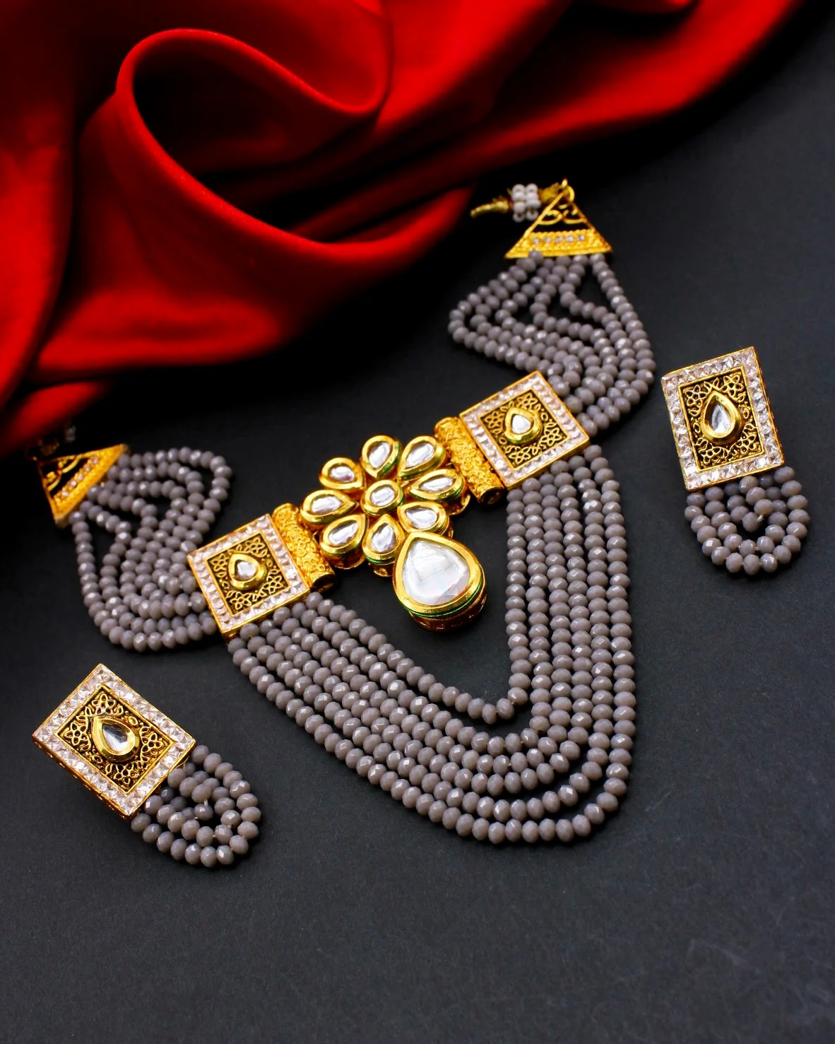 FLORAL KUNDAN NECKLACE - Image 8