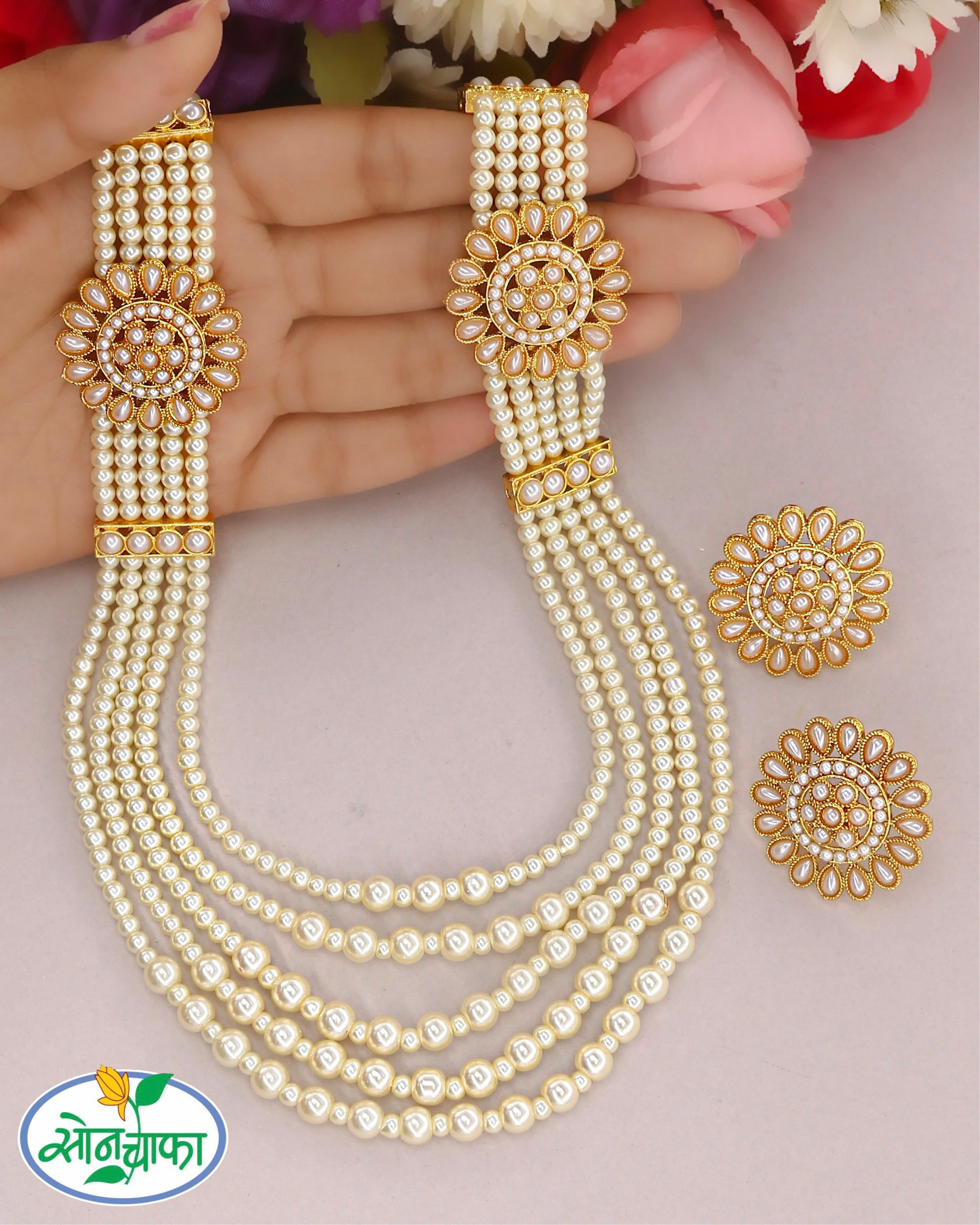 FLORAL BRILLIANCE PEARL NECKLACE - Image 2