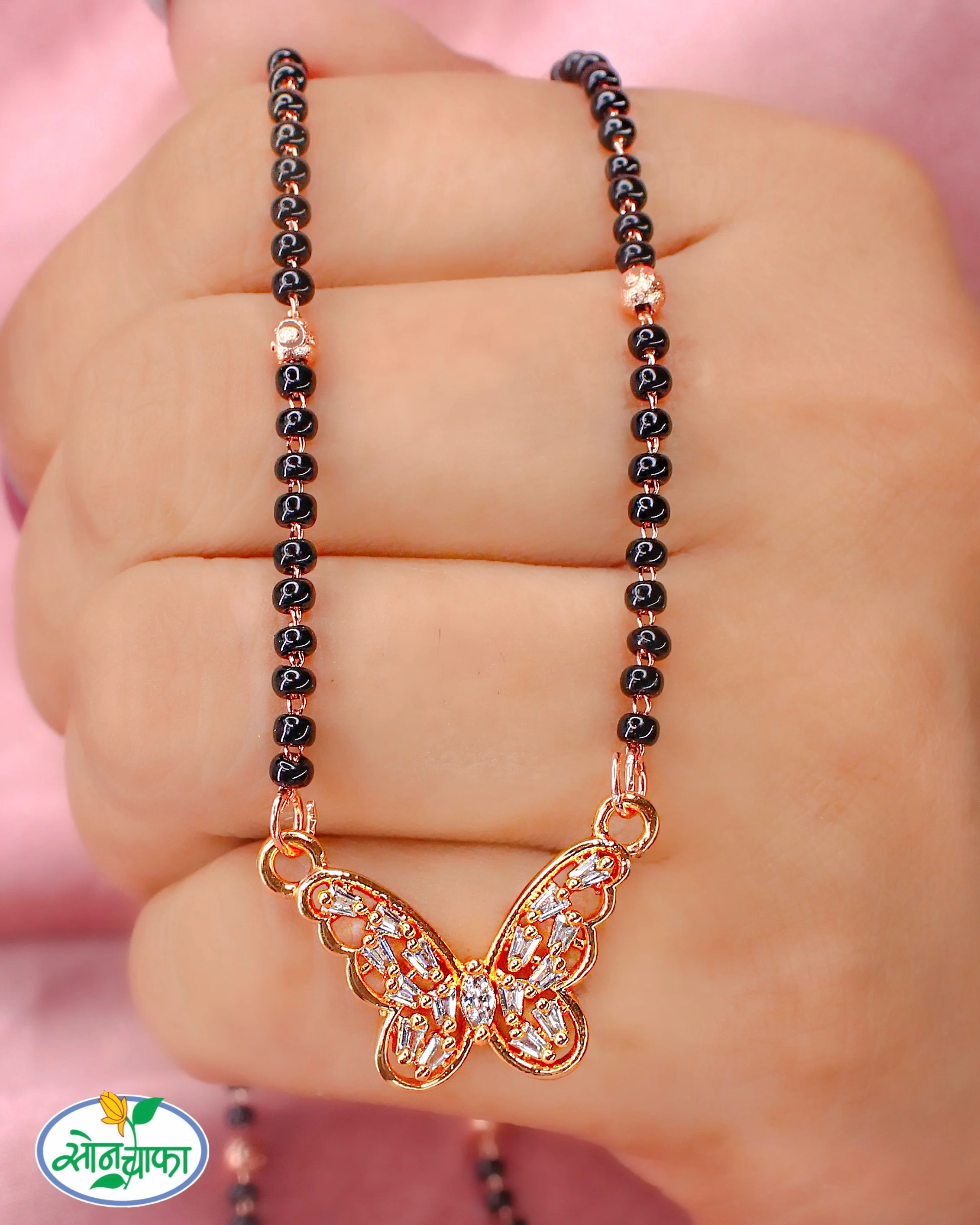 GLINTING BUTTERFLY DIAMOND MANGALSUTRA - Image 2
