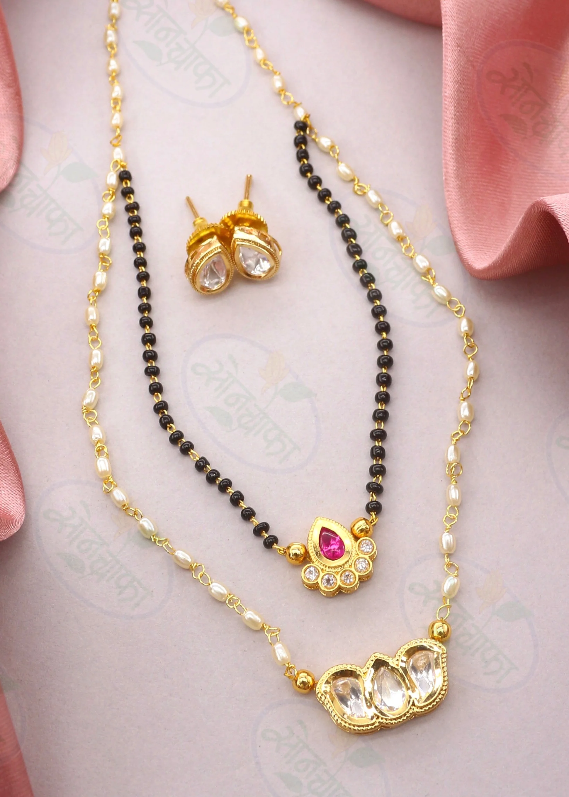 STYLISED TIARA PENDANT RAJWADI MANGALSUTRA - Image 2